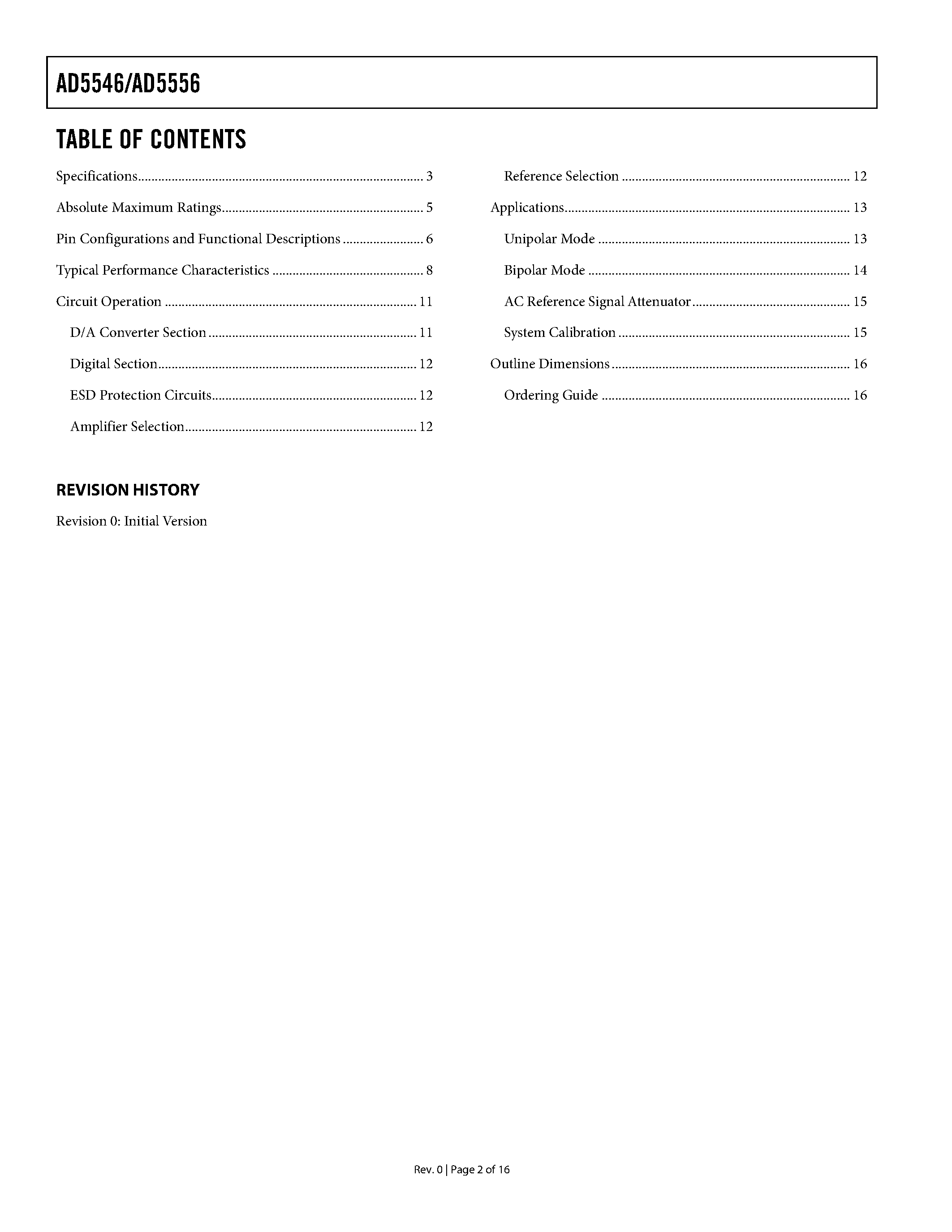 Даташит AD5556CRU - Current Output/ Parallel Input/ 16-/14-Bit Multiplying DACs with 4-Quadrant Resistors страница 2