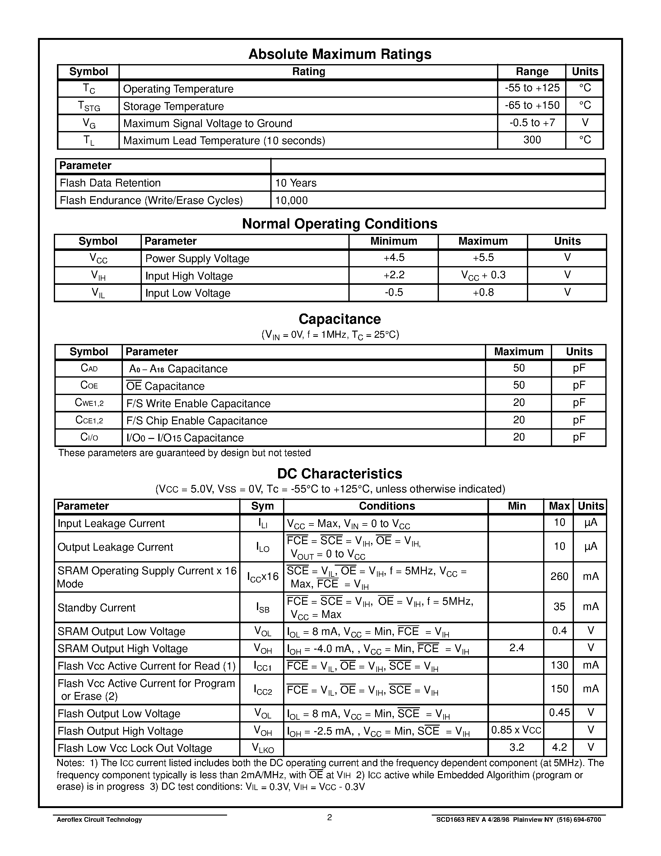 Даташит на микросхему ACT-SF512K16N-39F18C страница 2 Даташит ACT-SF512K16N-39F18C - ACT-SF512K16 High Speed 512Kx16 SRAM/FLASH Multichip Module страница 2