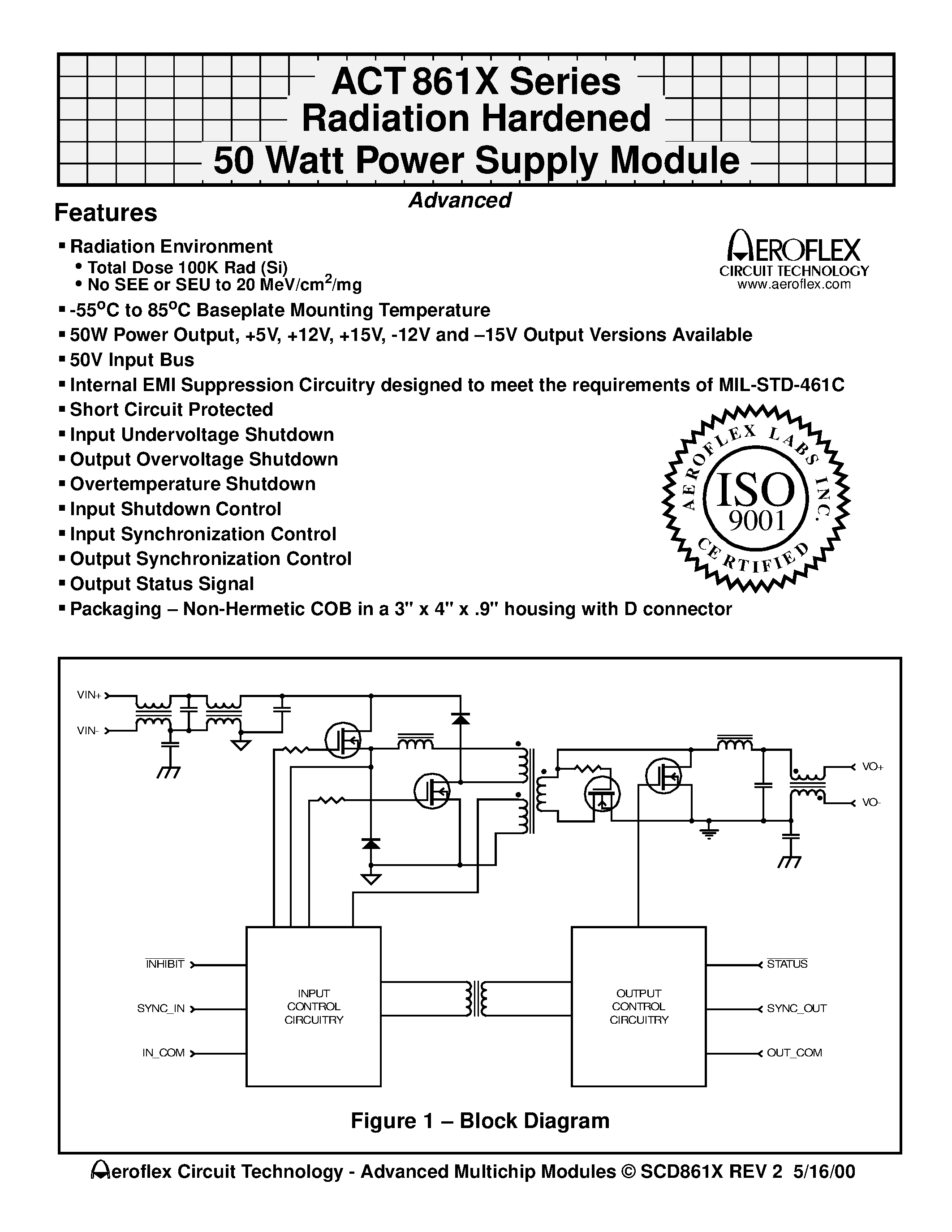Даташит ACT8605 - Radiation Hardened 50 Watt Power Supply Module страница 1