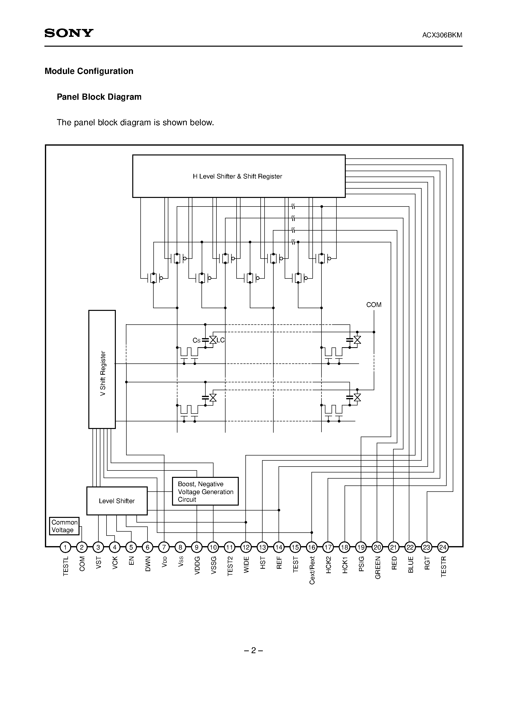 Datasheet ACX306BKM - 3.86cm (1.5-type) NTSC/PAL Color LCD Panel Module with LED Backlight page 2