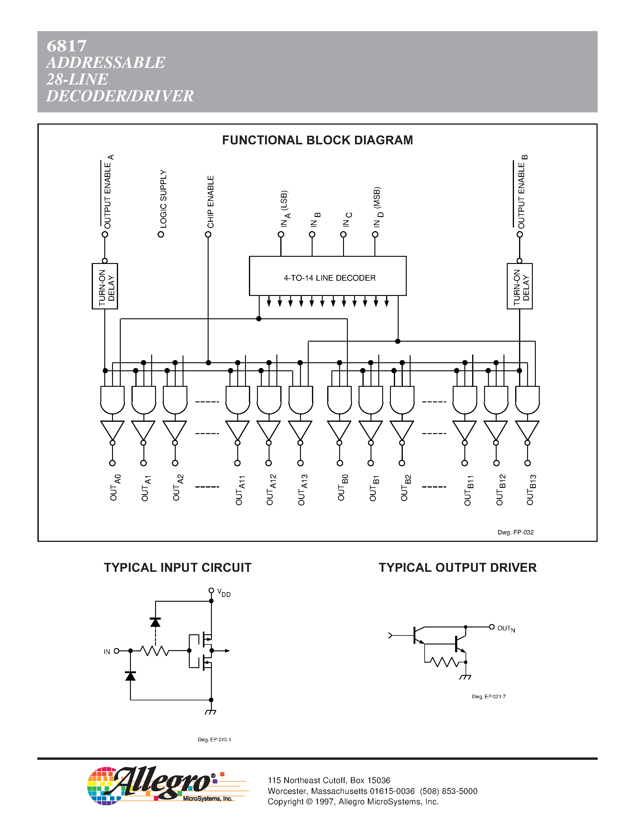 Datasheet A6817SEP page 2 Datasheet A6817SEP - ADDRESSABLE 28-LINE DECODER/DRIVER page 2