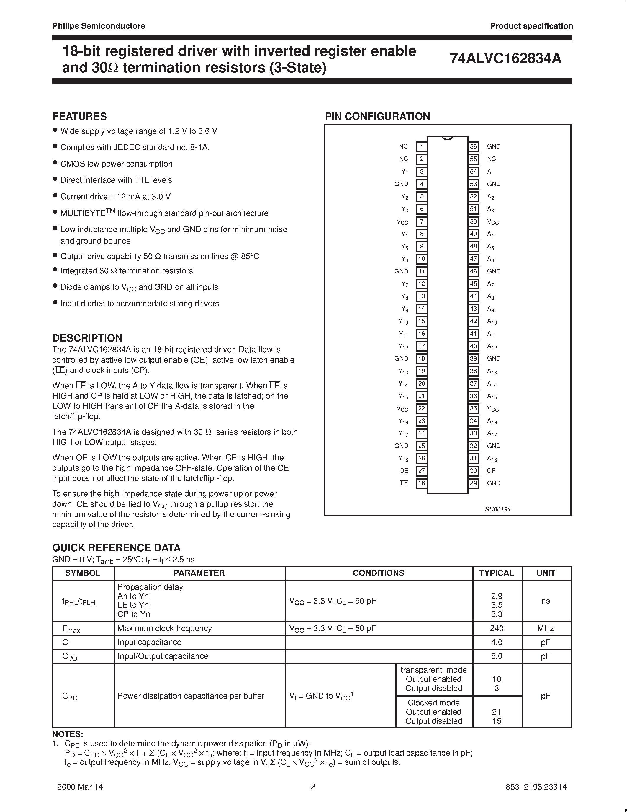 Datasheet AC164245DGG - 16-bit dual supply translating transceiver 3-State page 2