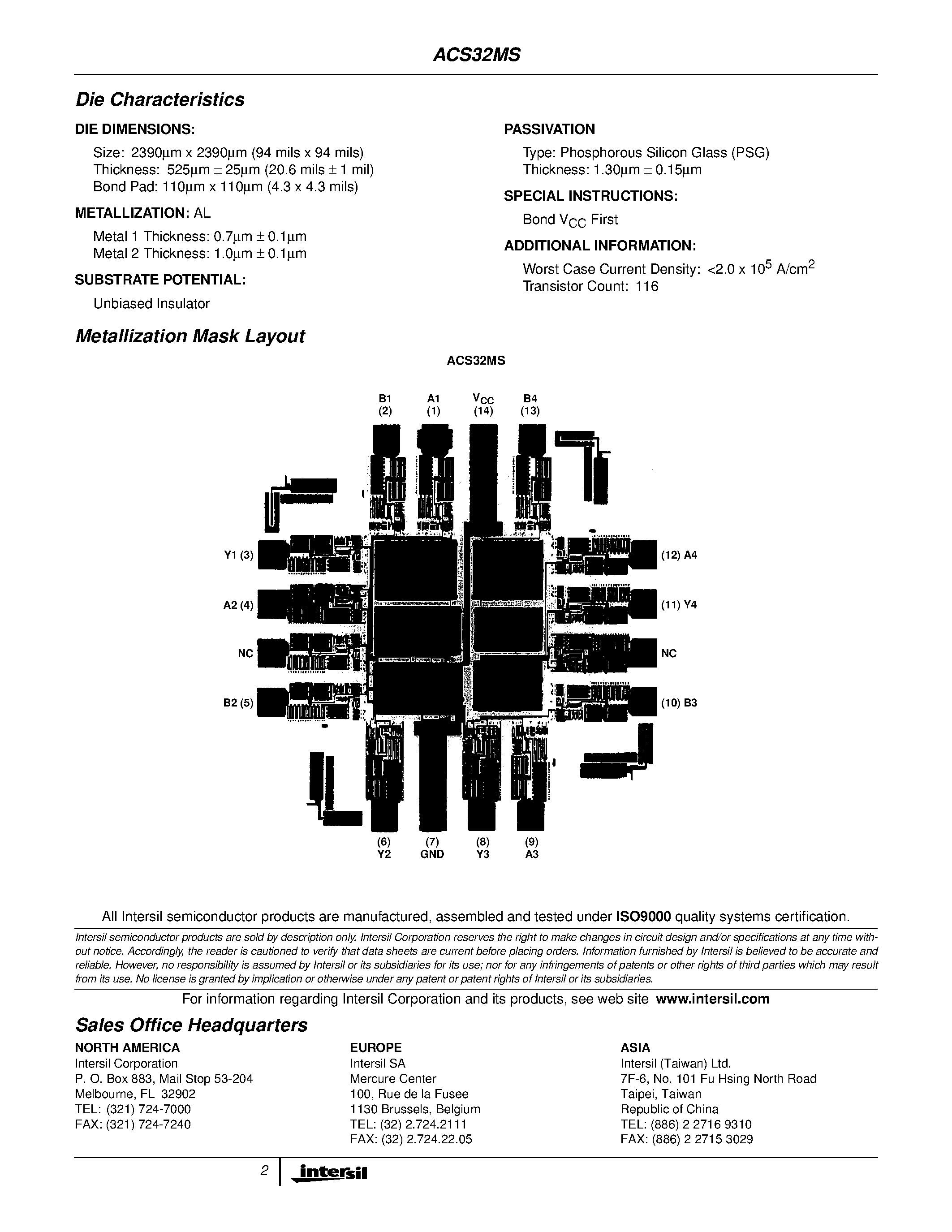 Datasheet ACS32HMSR-03 - Radiation Hardened Quad 2-Input OR Gate page 2
