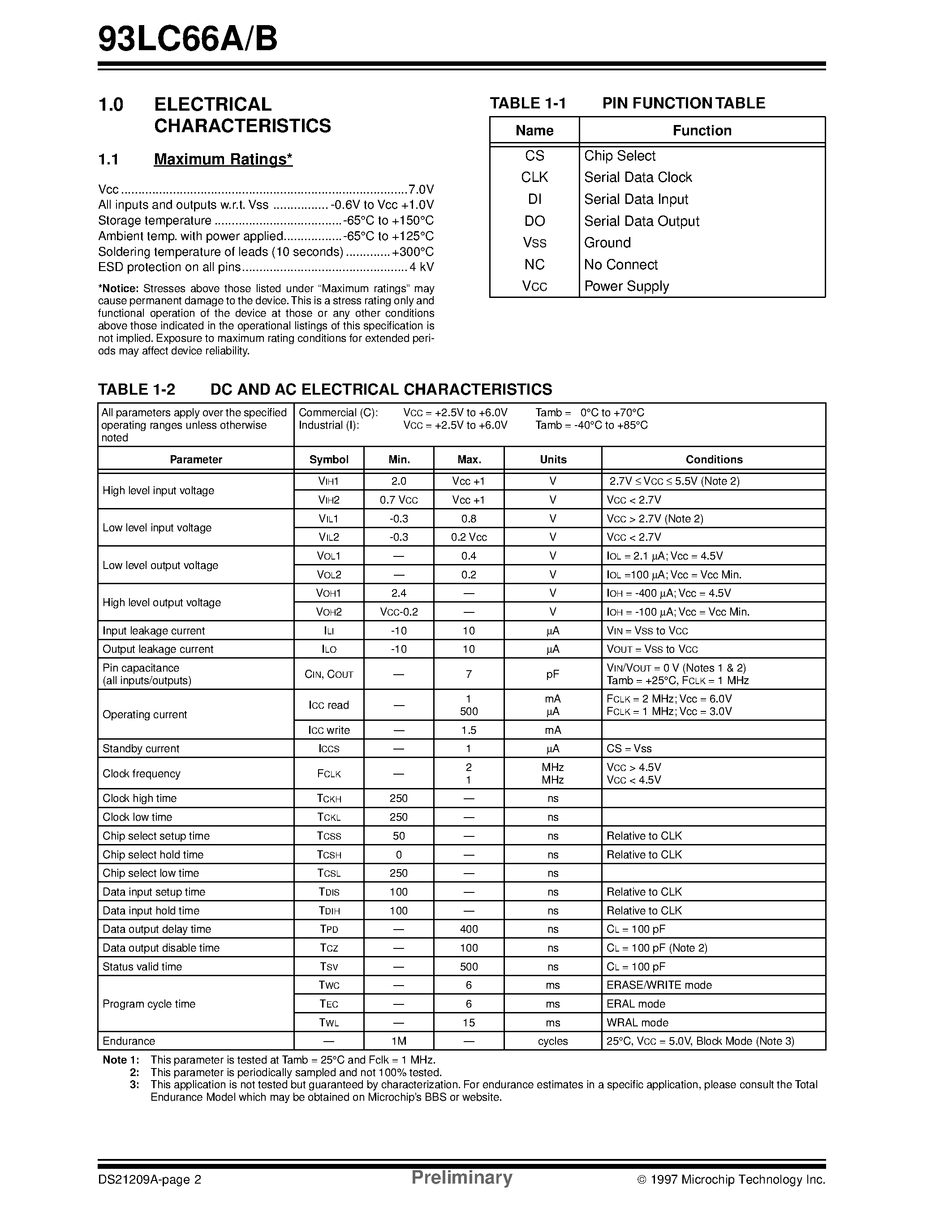 Datasheet 93LCS56-IP - 2K/4K 2.5V Microwire Serial EEPROM with Software Write Protect page 2