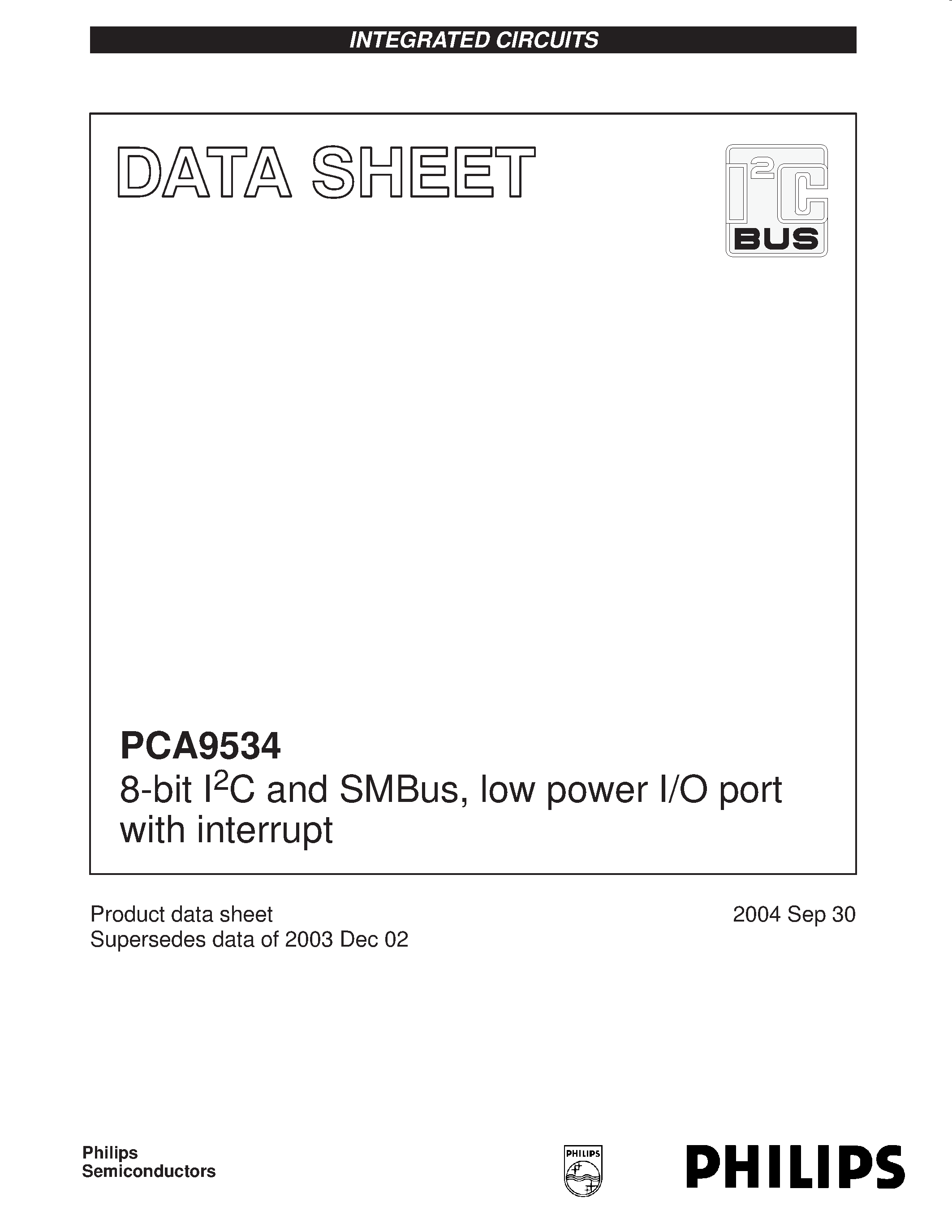 Datasheet 9534 - 8-bit I2C and SMBus/ low power I/O port with interrupt page 1