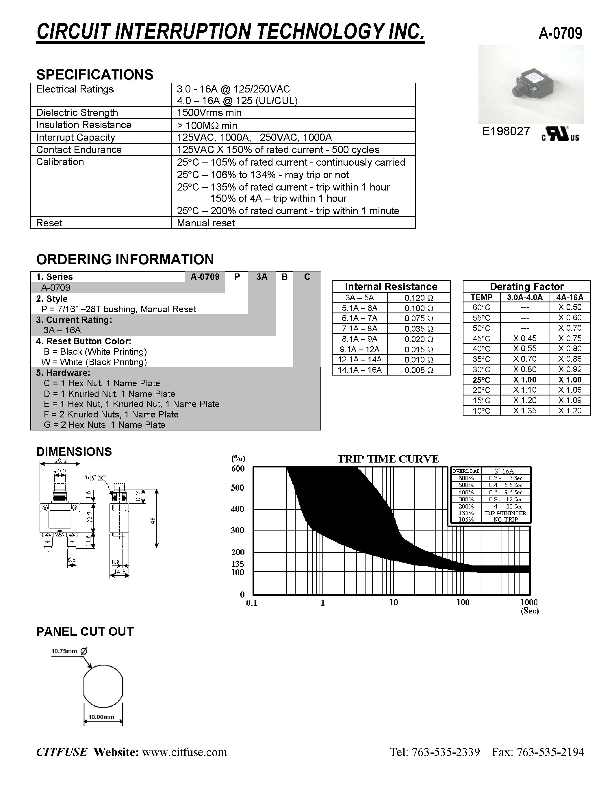 Datasheet A-0709P5.1ABD - CIRCUIT INTERRUPTION TECHNOLOGY INC page 1