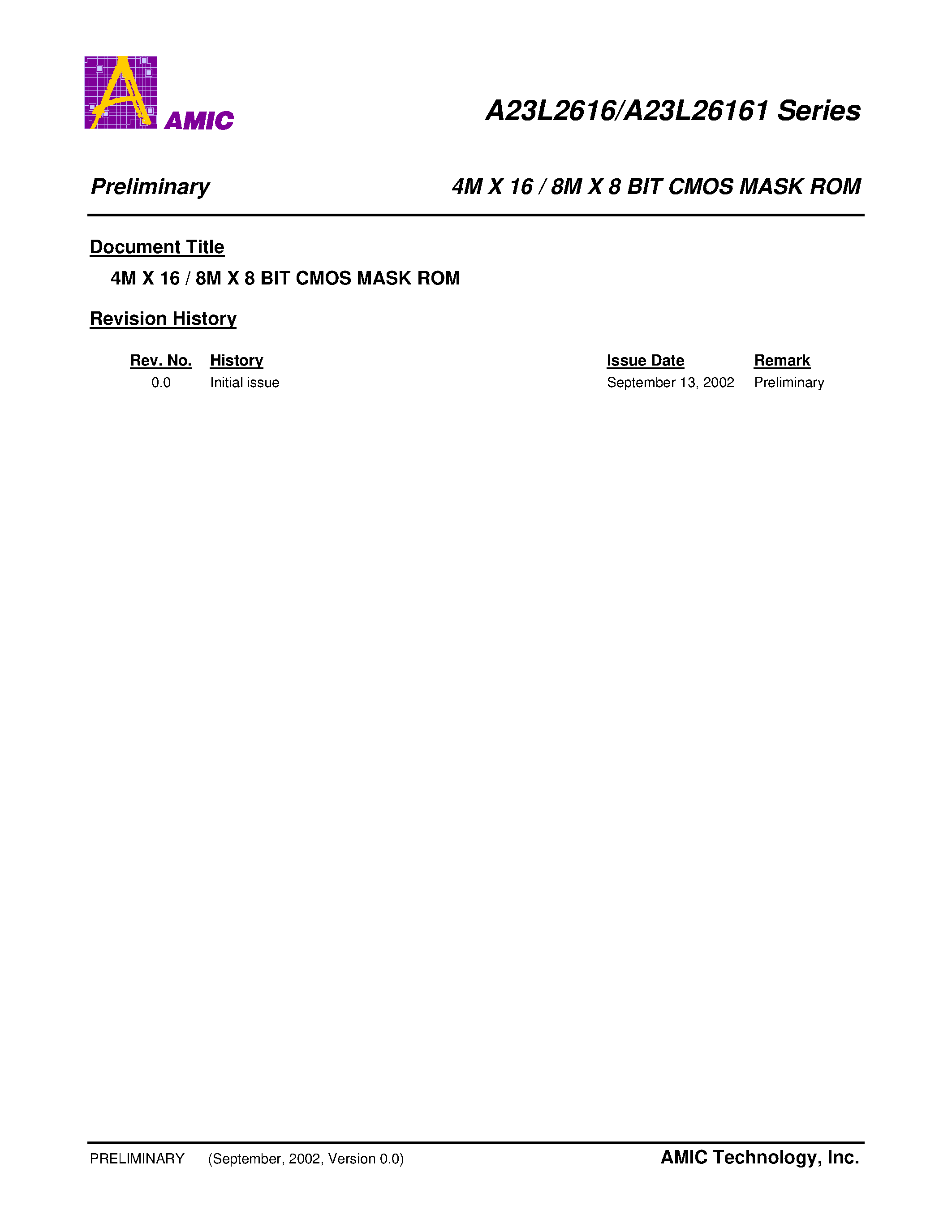 Даташит на микросхему A23L26161 страница 1 Даташит A23L26161 - 4M X 16 / 8M X 8 BIT CMOS MASK ROM страница 1