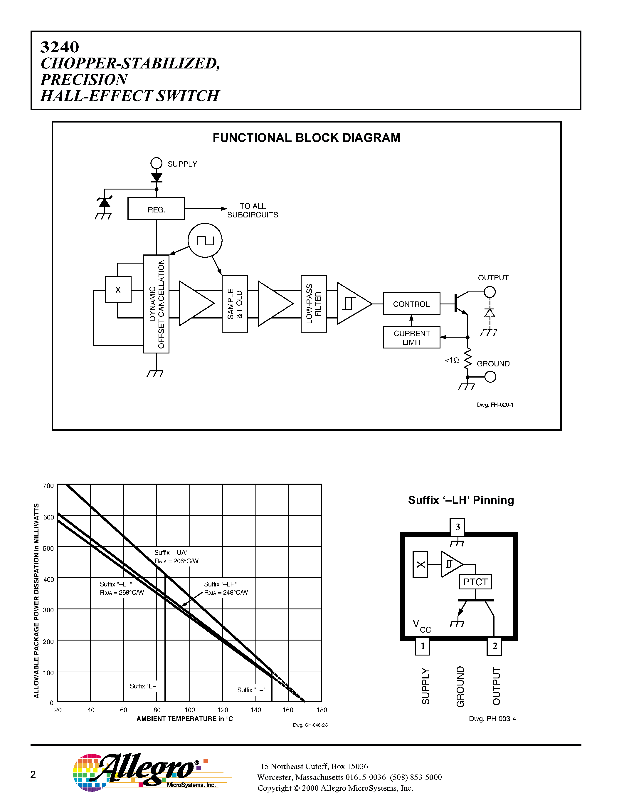Datasheet A3240UA-TL - CHOPPER-STABILIZED/ PRECISION HALL-EFFECT SWITCH page 2