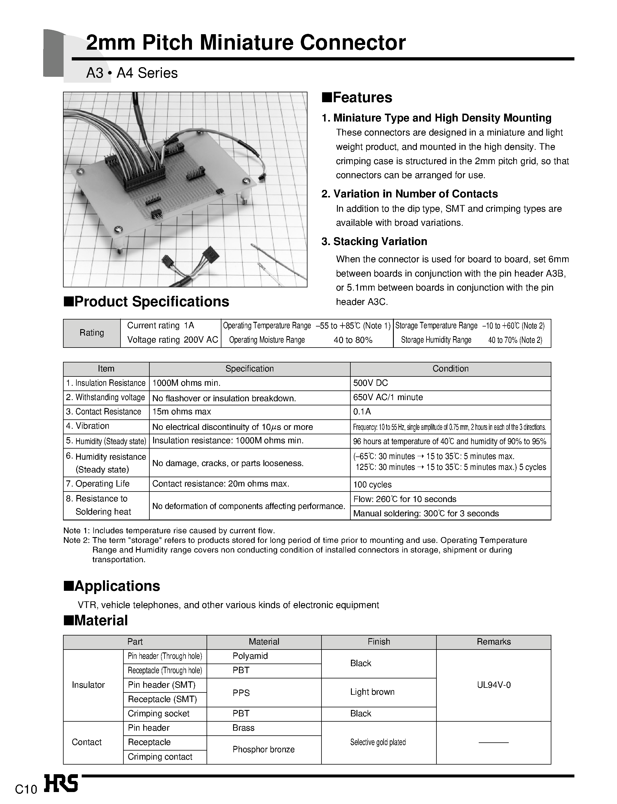 Даташит на микросхему A4B-02PA-2DS страница 1 Даташит A4B-02PA-2DS - 2mm Pitch Miniature Connector страница 1