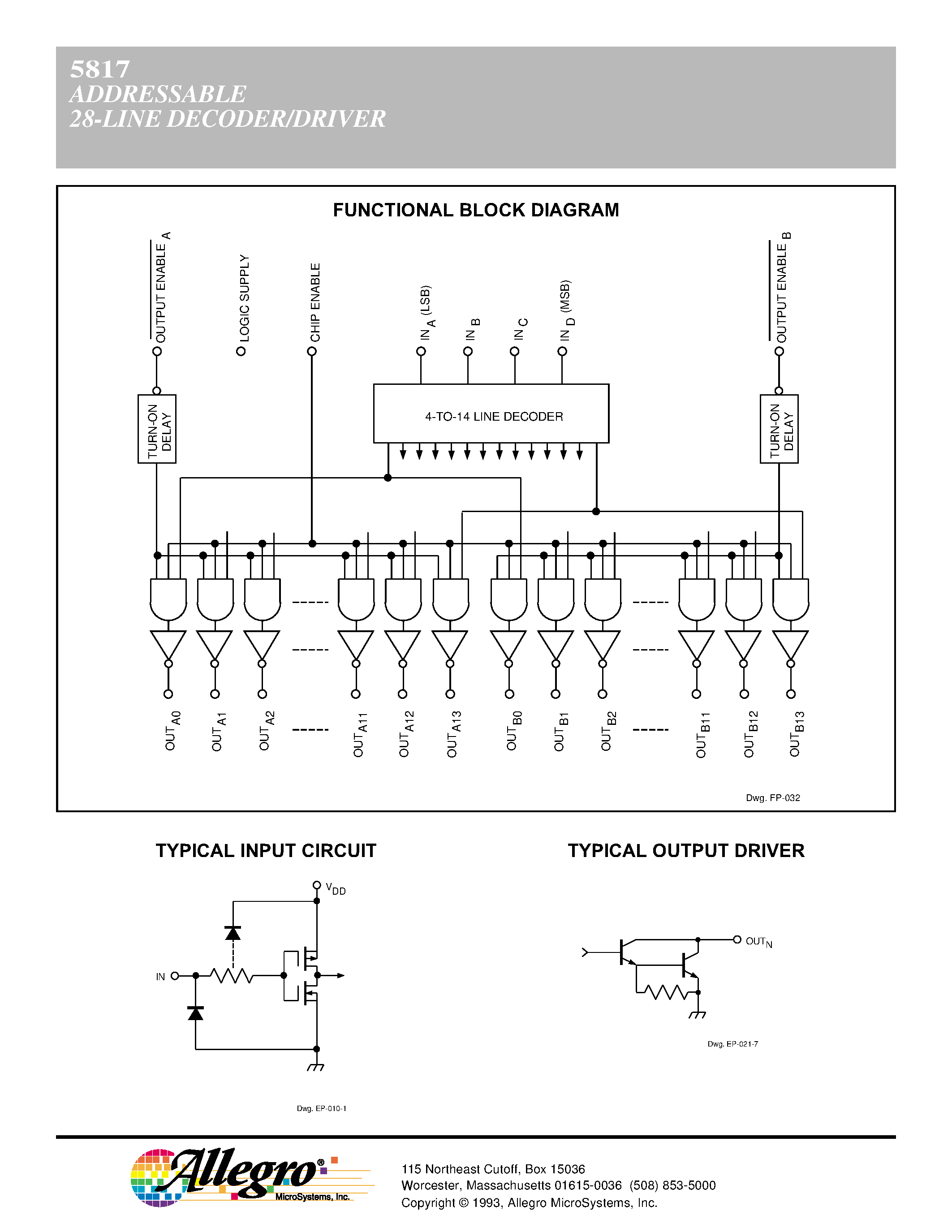 Даташит на микросхему A5817SEP страница 2 Даташит A5817SEP - ADDRESSABLE 28-LINE DECODER/DRIVER страница 2