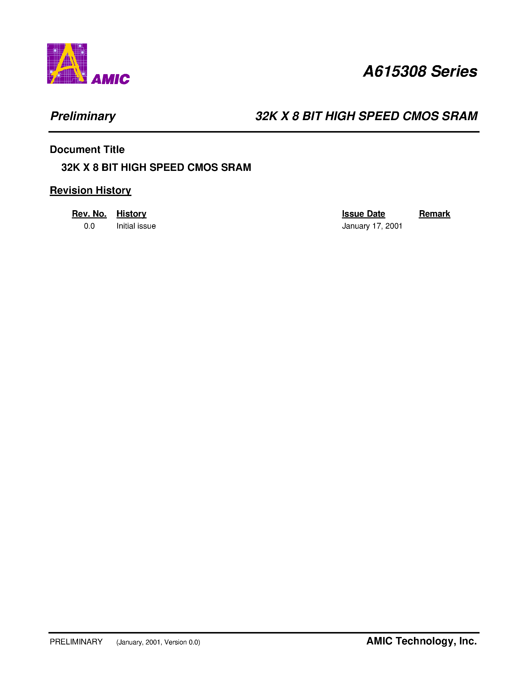 Даташит на микросхему A615308V-12 страница 1 Даташит A615308V-12 - 32K X 8 BIT HIGH SPEED CMOS SRAM страница 1