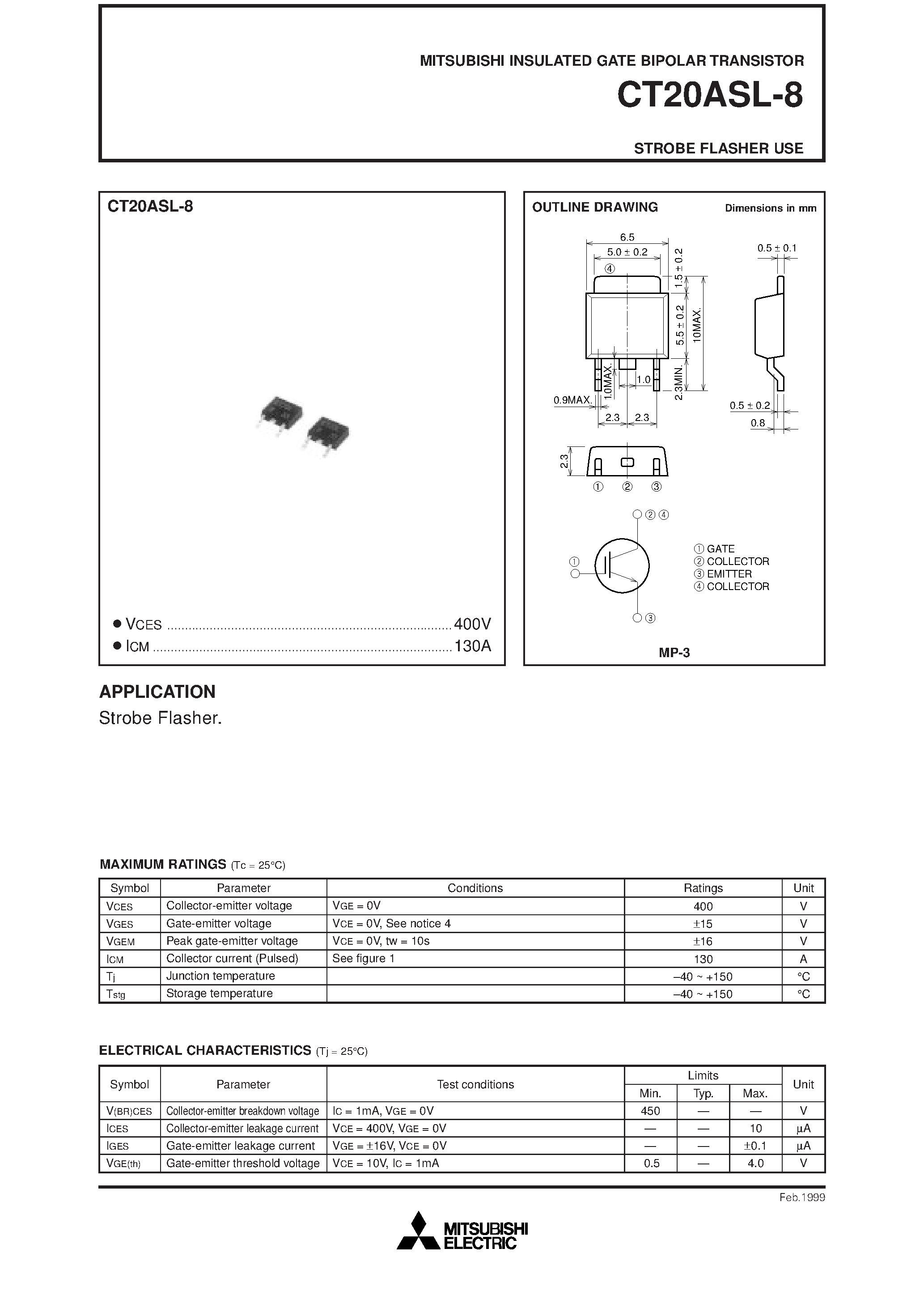 Datasheet CT20ASL-8 page 1 Datasheet CT20ASL-8 - STROBE FLASHER USE page 1