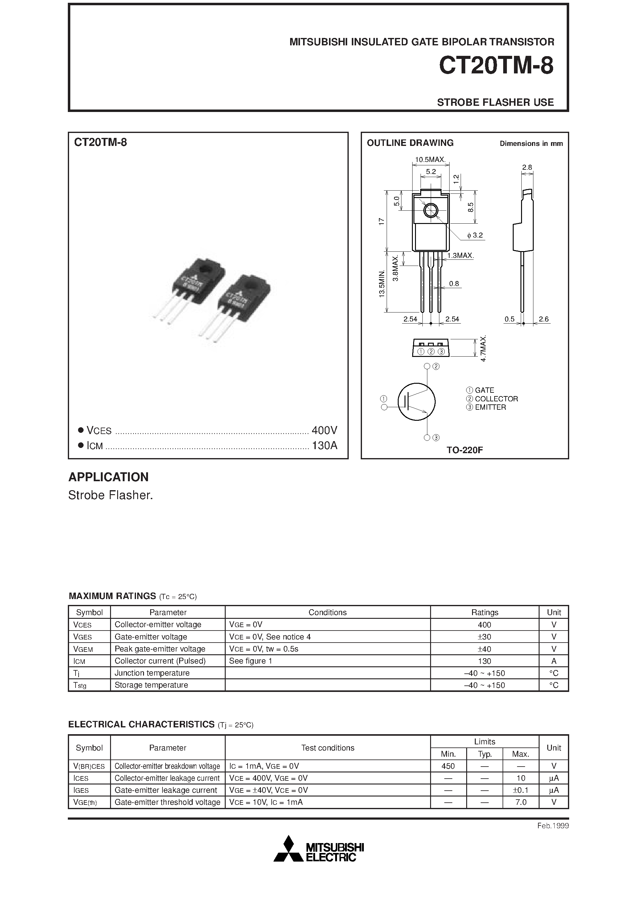 Datasheet CT20TM-8 - STROBE FLASHER USE page 1