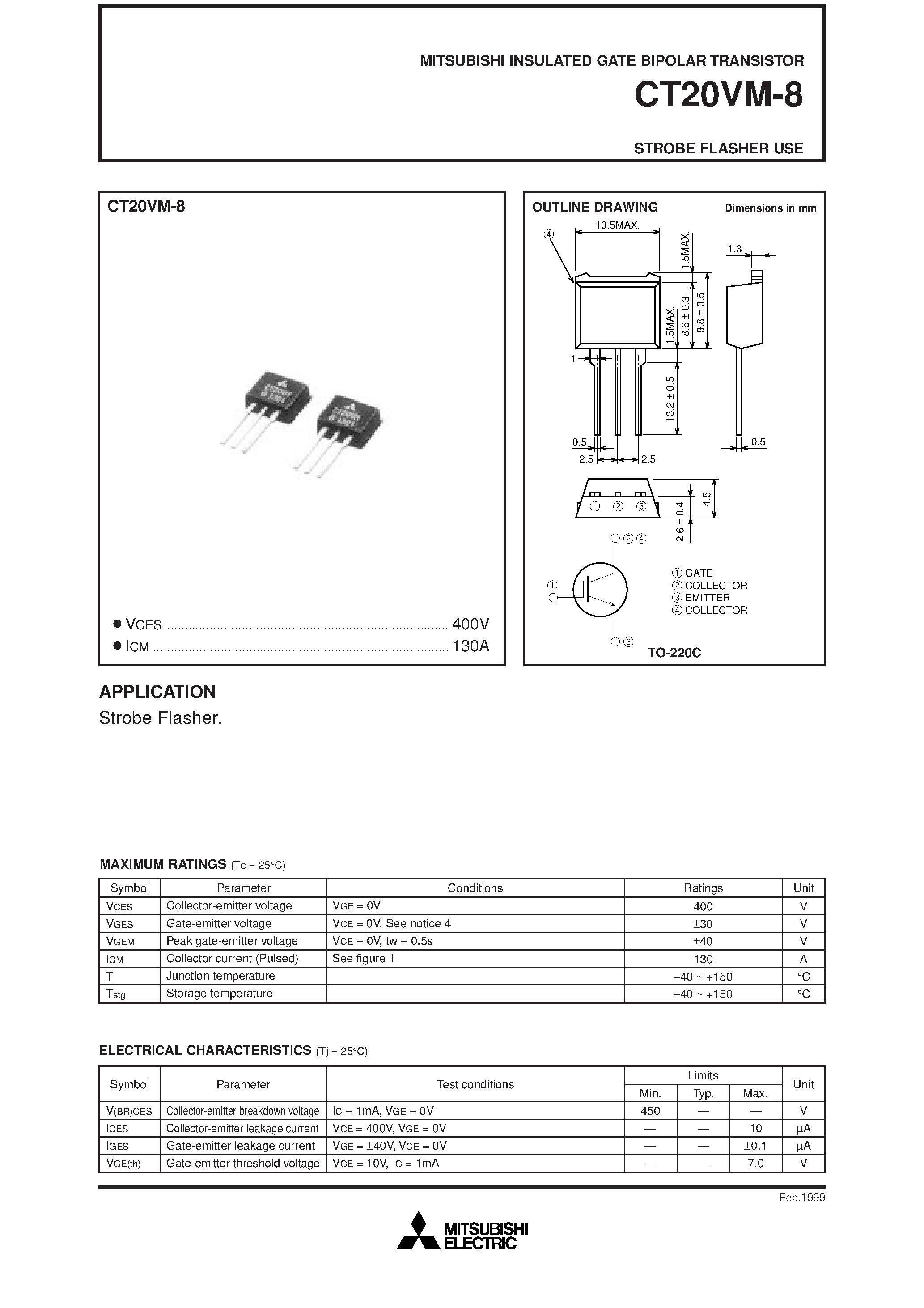 Datasheet CT20VM-8 - STROBE FLASHER USE page 1