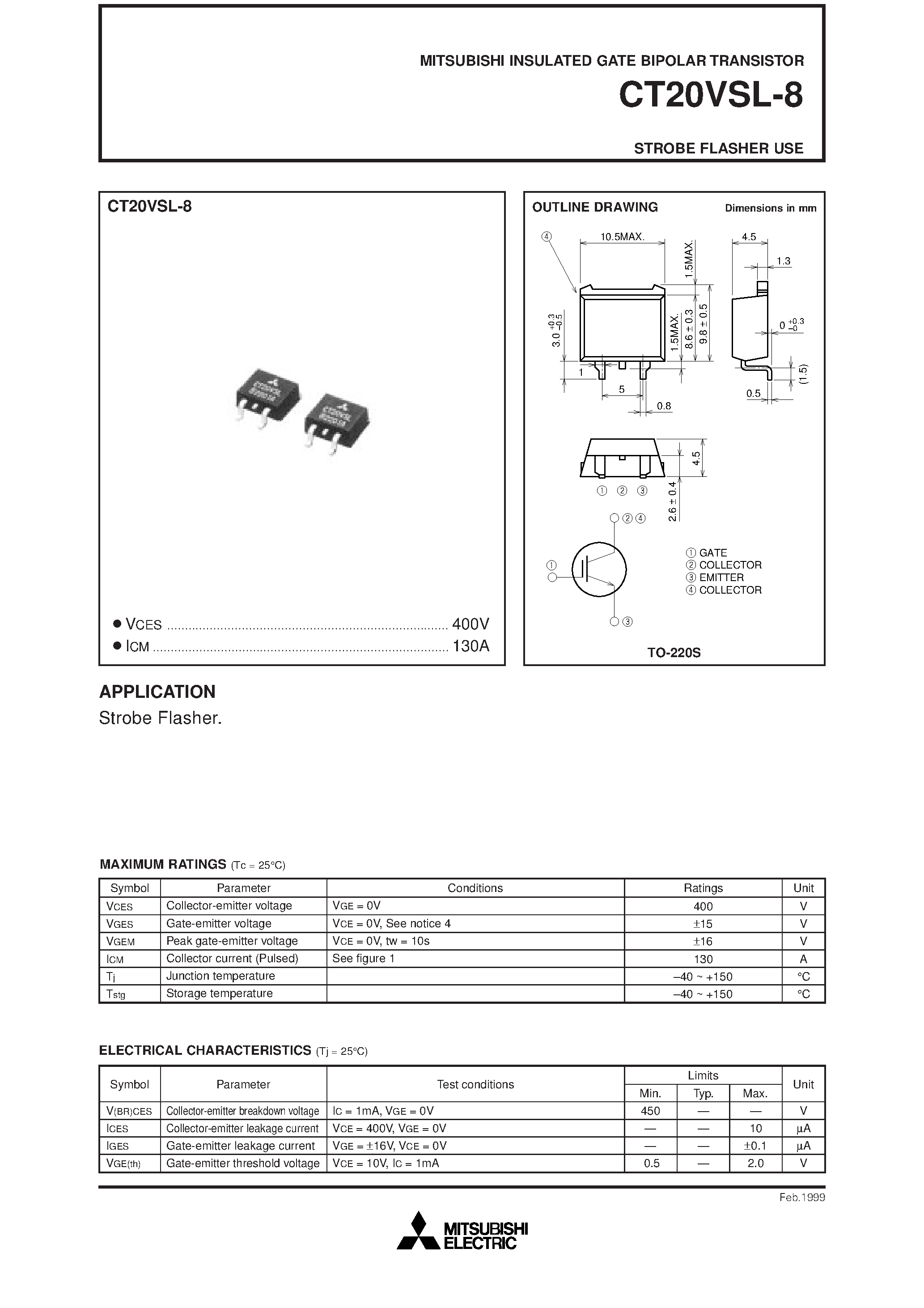 Datasheet CT20VSL-8 - STROBE FLASHER USE page 1