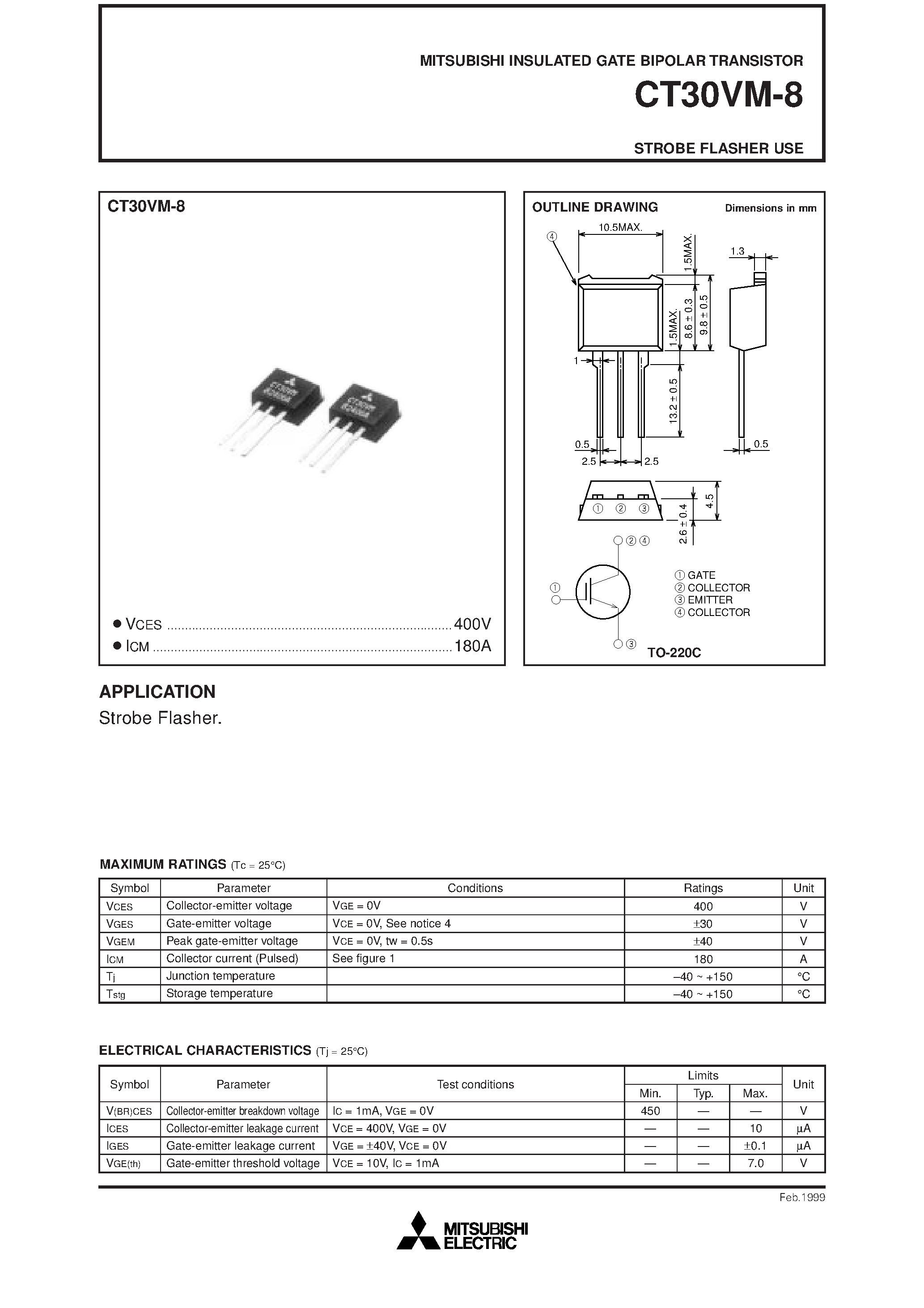Datasheet CT30VM-8 - STROBE FLASHER USE page 1