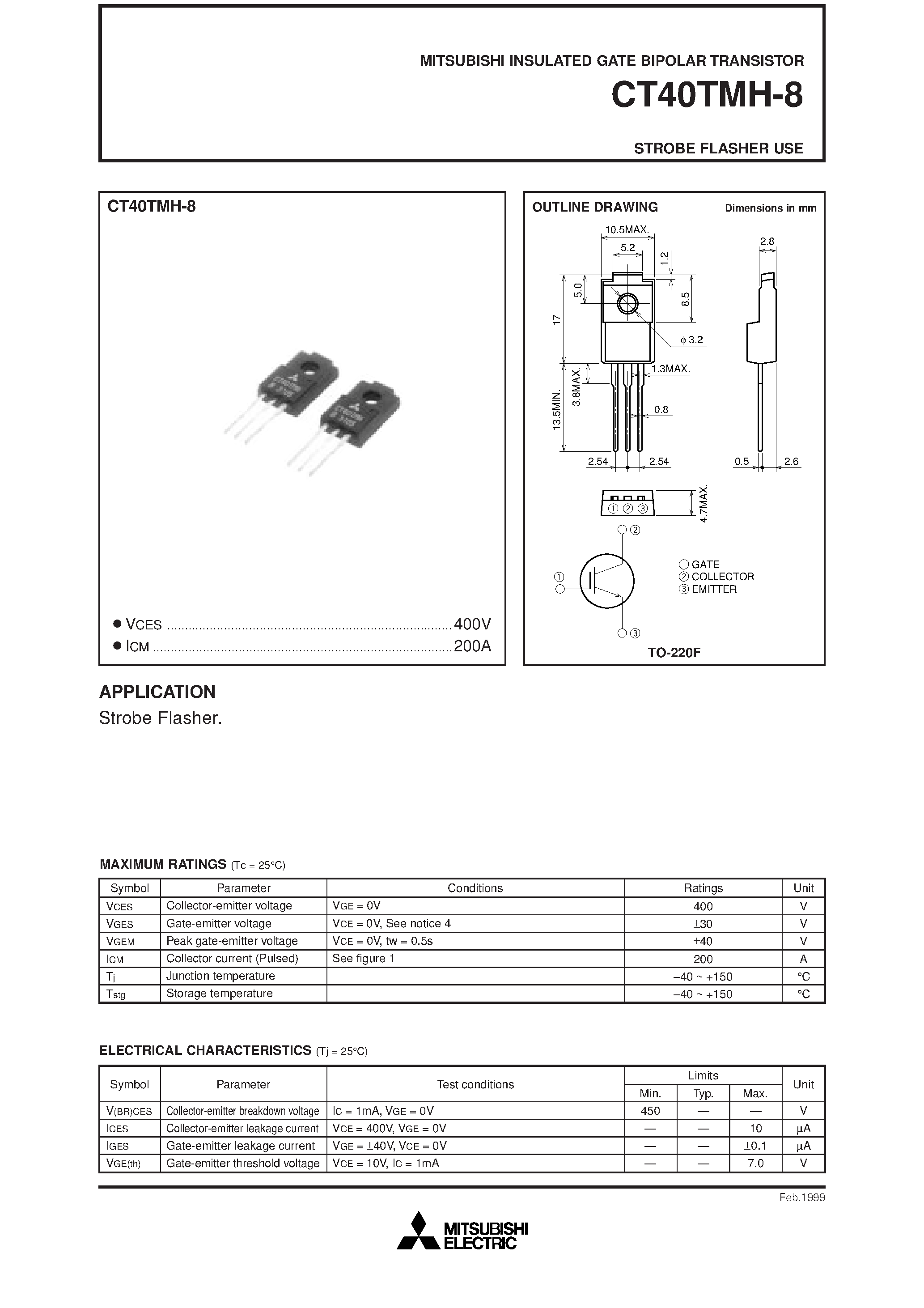 Datasheet CT40TMH-8 - STROBE FLASHER USE page 1