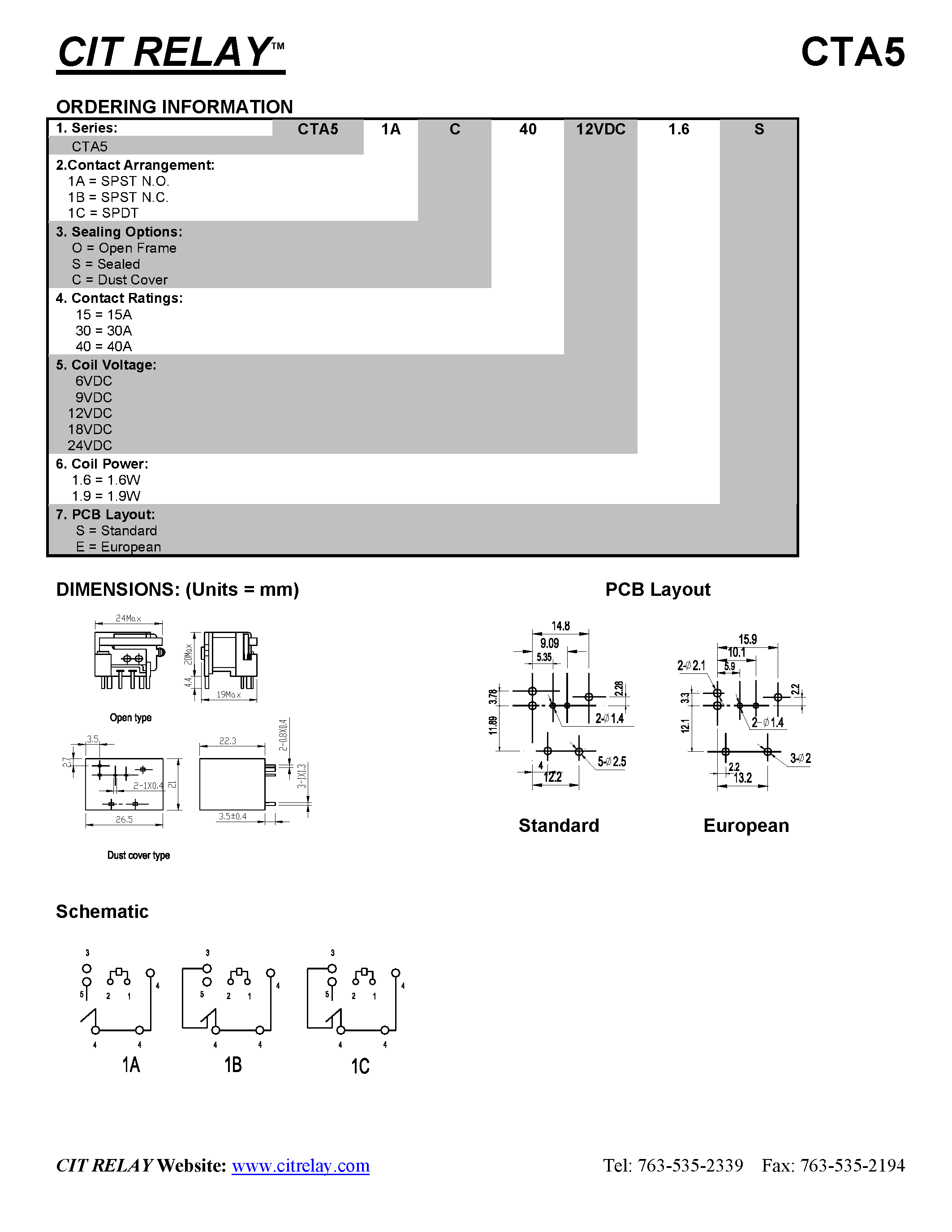 Даташит CTA51BC3012VDC1.9E - CIT RELAY страница 2