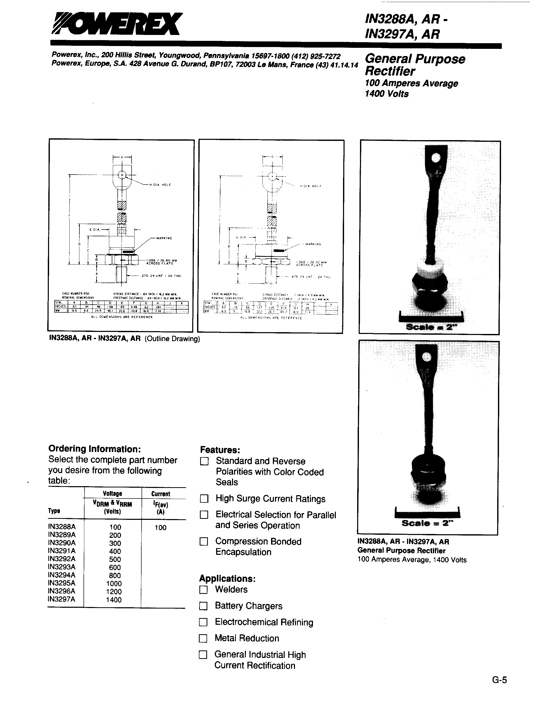 Datasheet AR-IN3296A page 1 Datasheet AR-IN3296A - General Purpose Rectifier page 1
