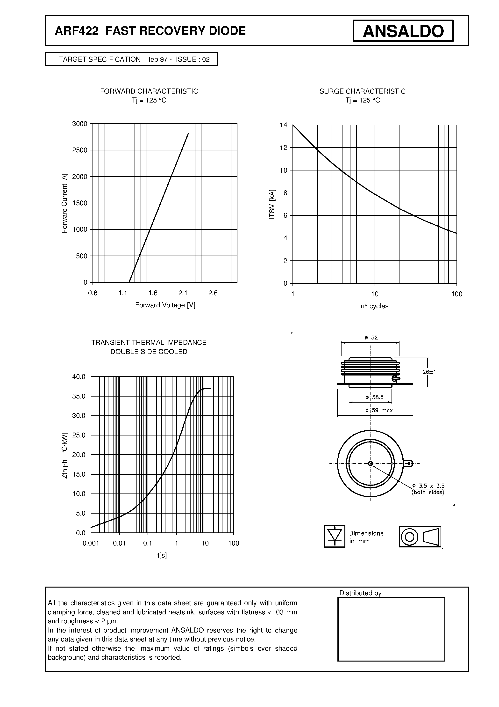 Datasheet ARF422 - FAST RECOVERY DIODE page 2
