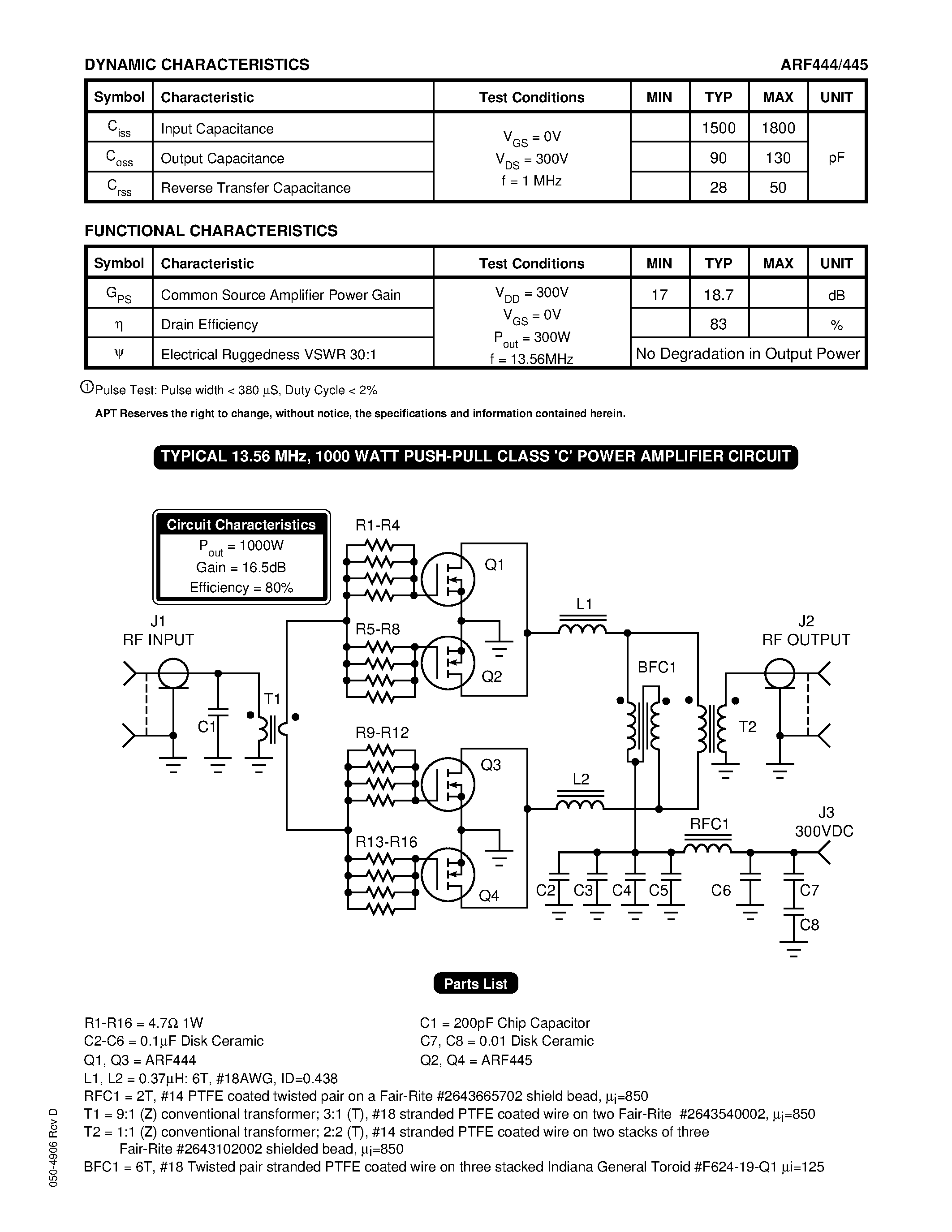 Datasheet ARF444 - N-CHANNEL ENHANCEMENT MODE RF POWER MOSFET page 2