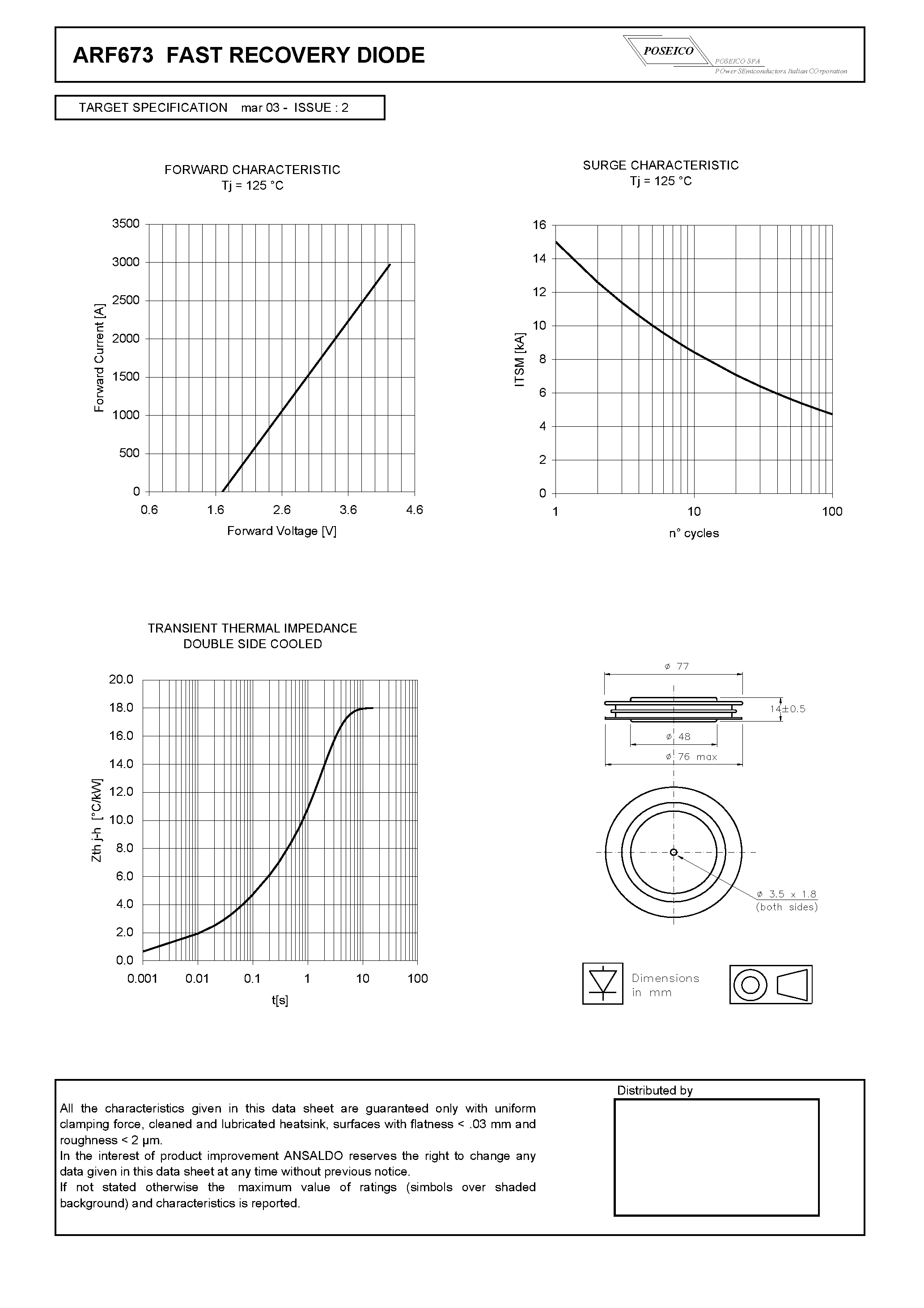 Datasheet ARF673 page 2 Datasheet ARF673 - FAST RECOVERY DIODE page 2