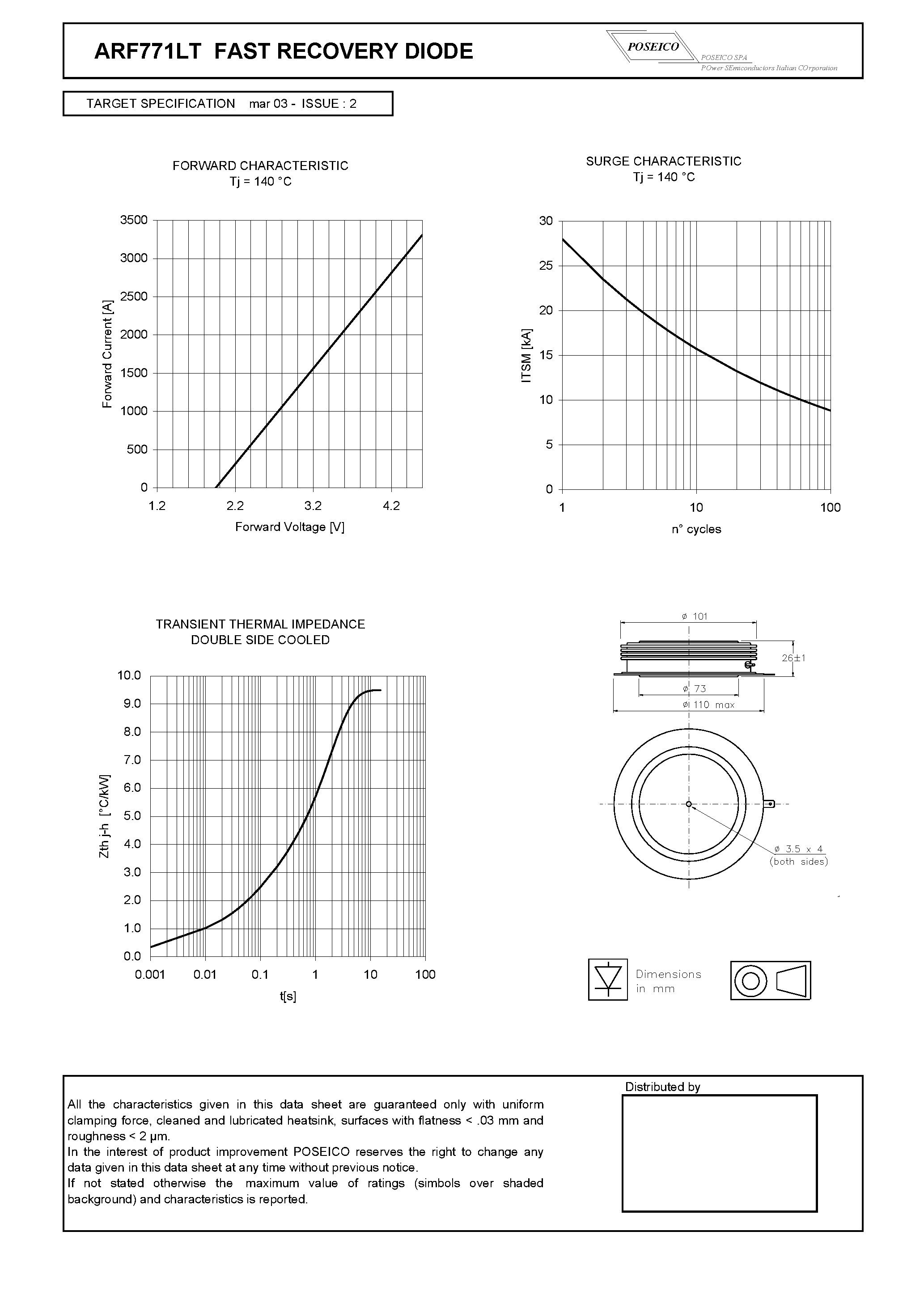 Datasheet ARF771LT page 2 Datasheet ARF771LT - FAST RECOVERY DIODE page 2