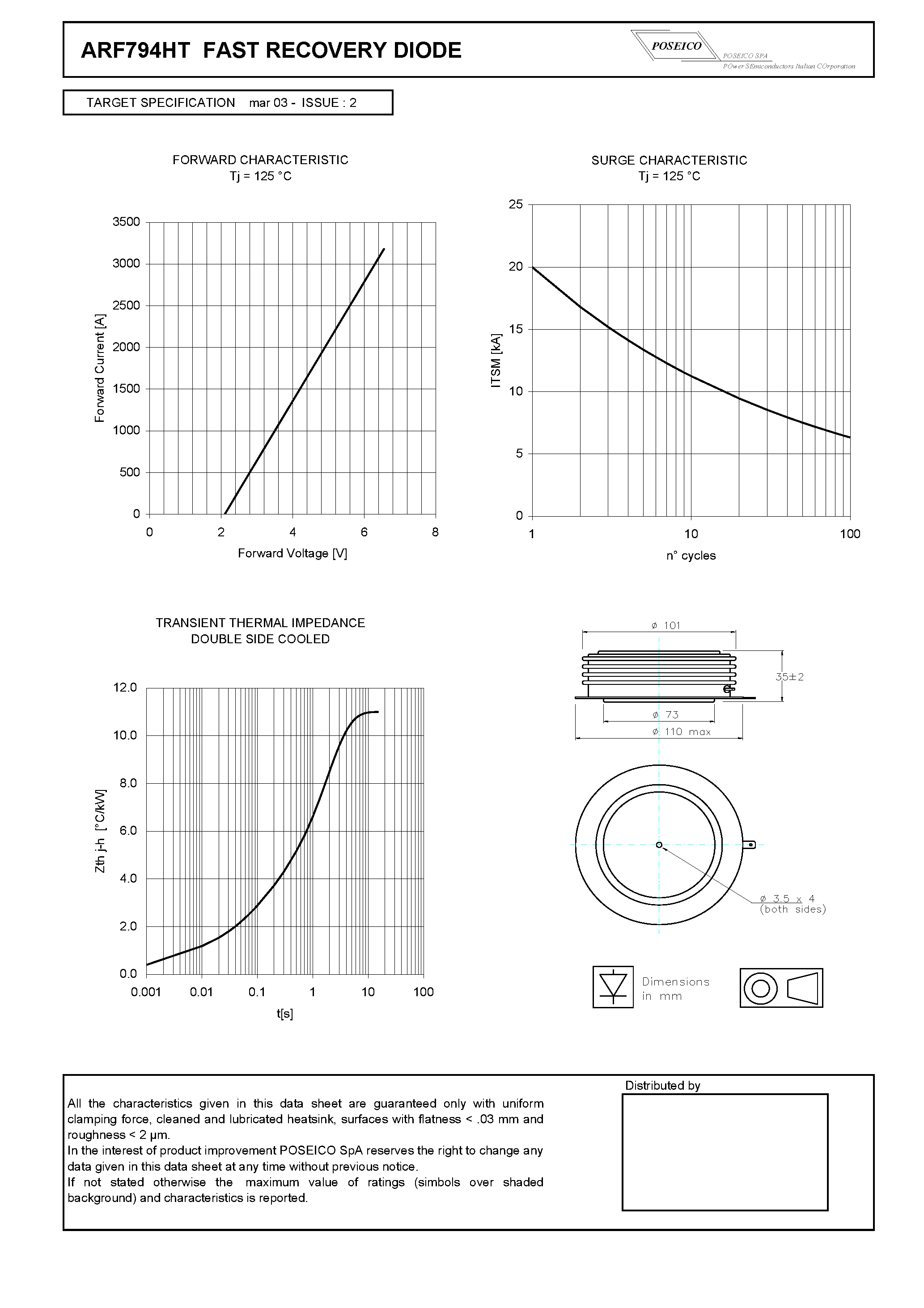 Datasheet ARF794HT page 2 Datasheet ARF794HT - FAST RECOVERY DIODE page 2