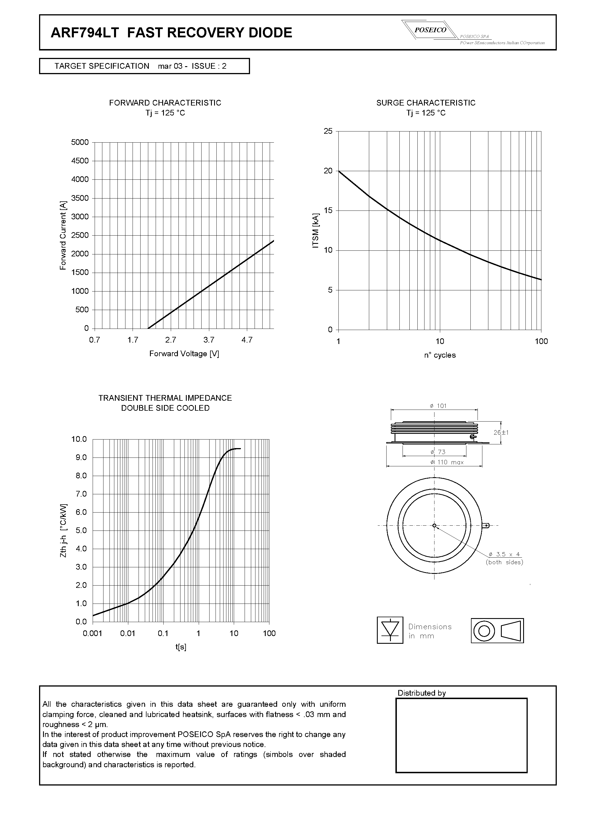 Datasheet ARF794LTS60 page 2 Datasheet ARF794LTS60 - FAST RECOVERY DIODE page 2