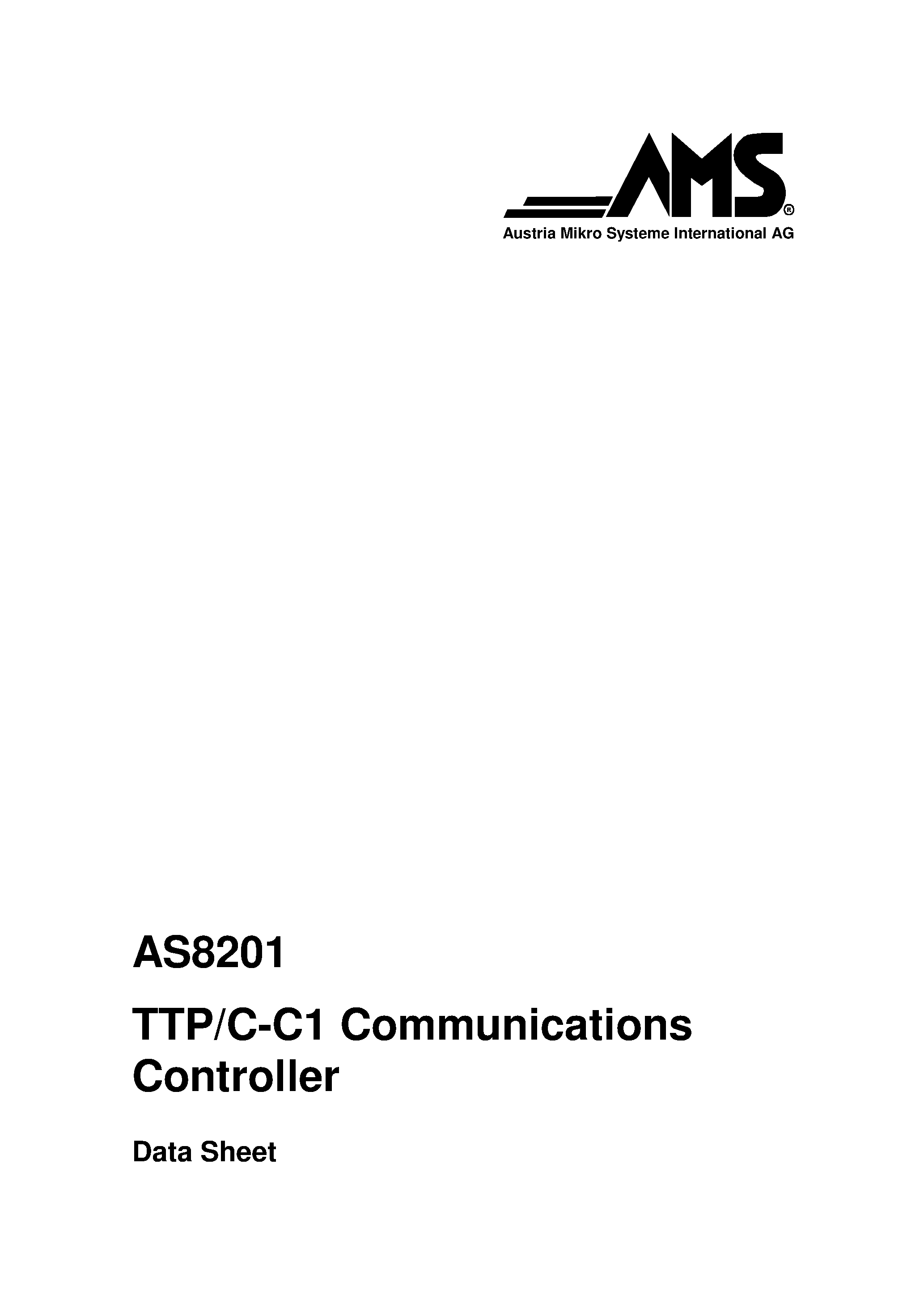 Даташит AS8201 - TTP/C-C1 Communications Controller страница 1
