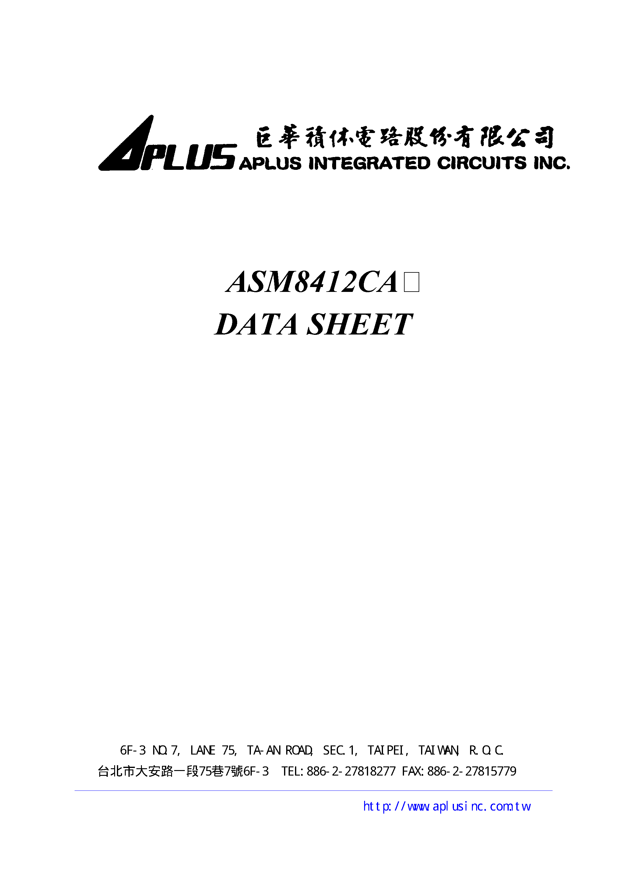 Datasheet ASM8412CA - VERY LOW-COST VOICE SYNTHESIZER WITH 4-BIT MICROPROCESSOR page 1