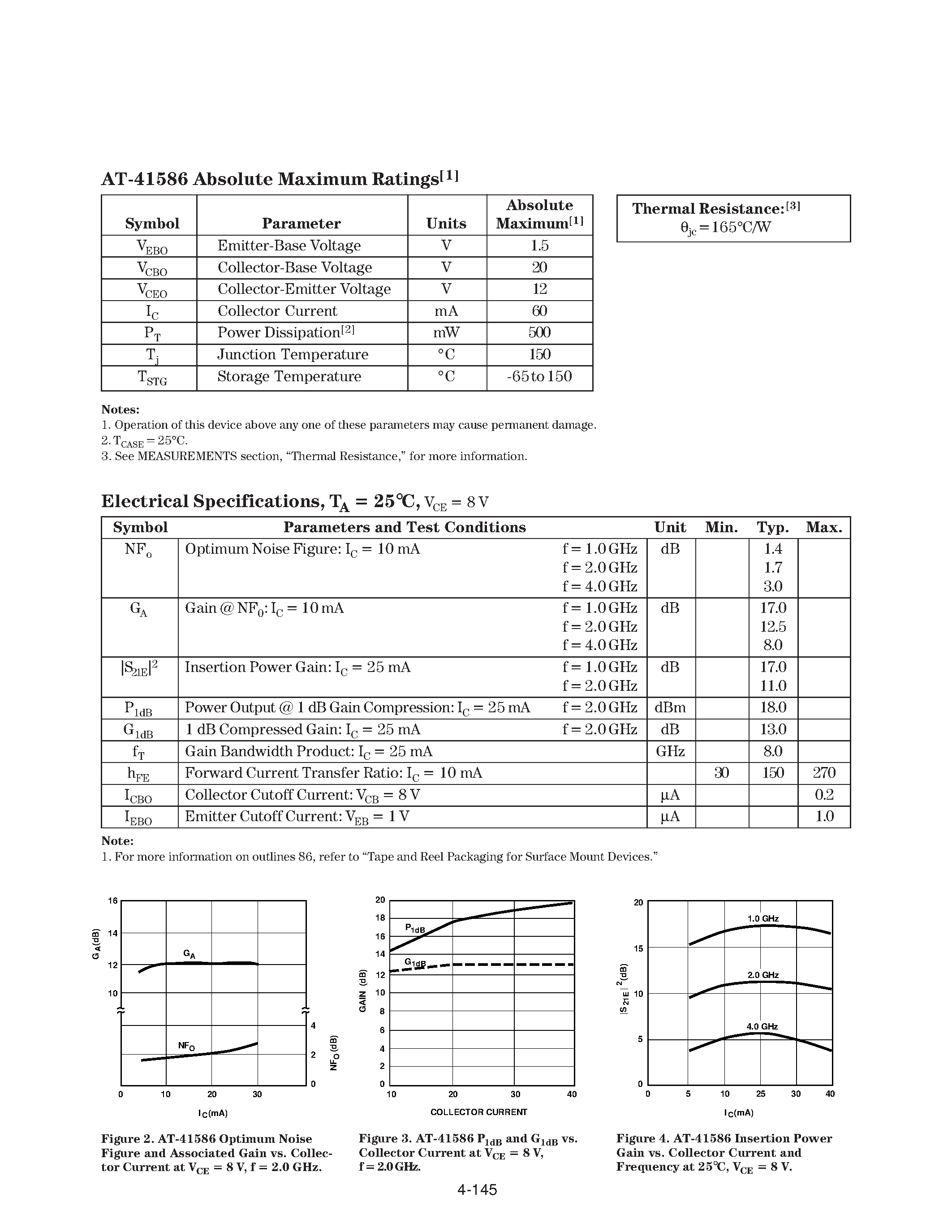 Даташит AT-41586-BLK - Low Cost General Purpose Transistors страница 2