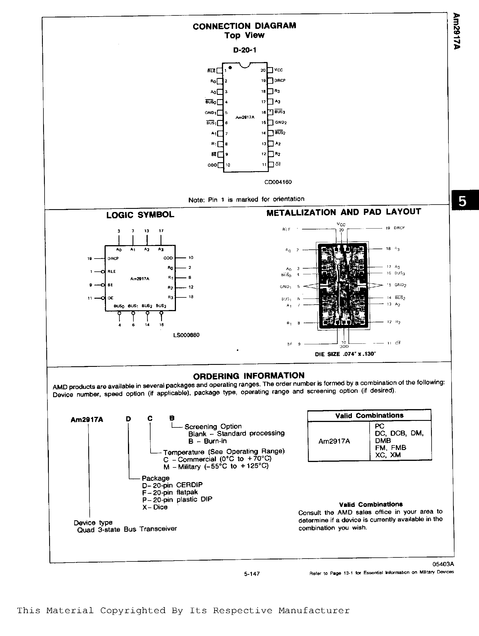 Datasheet AM2917A - QUAD THREE STATE BUS TRANSCEIVER WITH INTERFACE LOGIC page 2