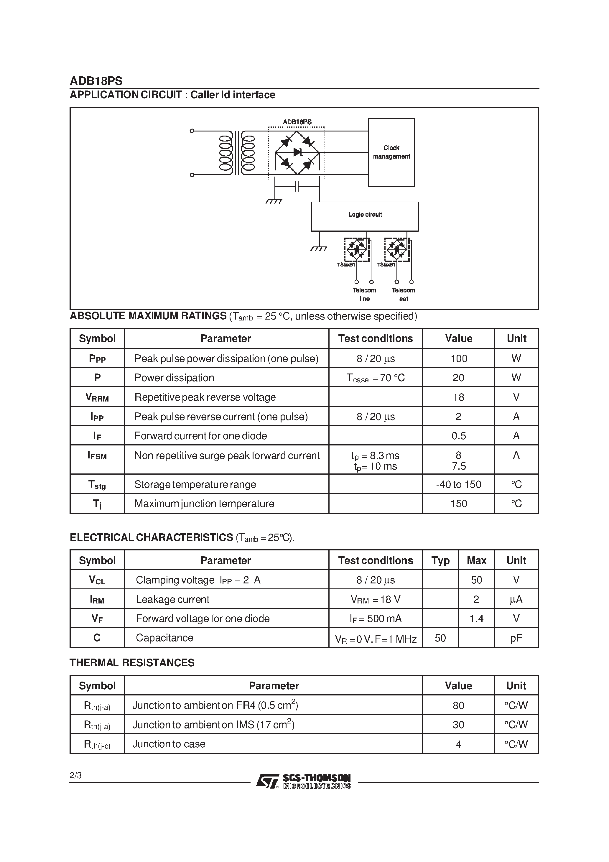 Datasheet ADB18PS - AUTOPROTECTED DIODE BRIDGE page 2
