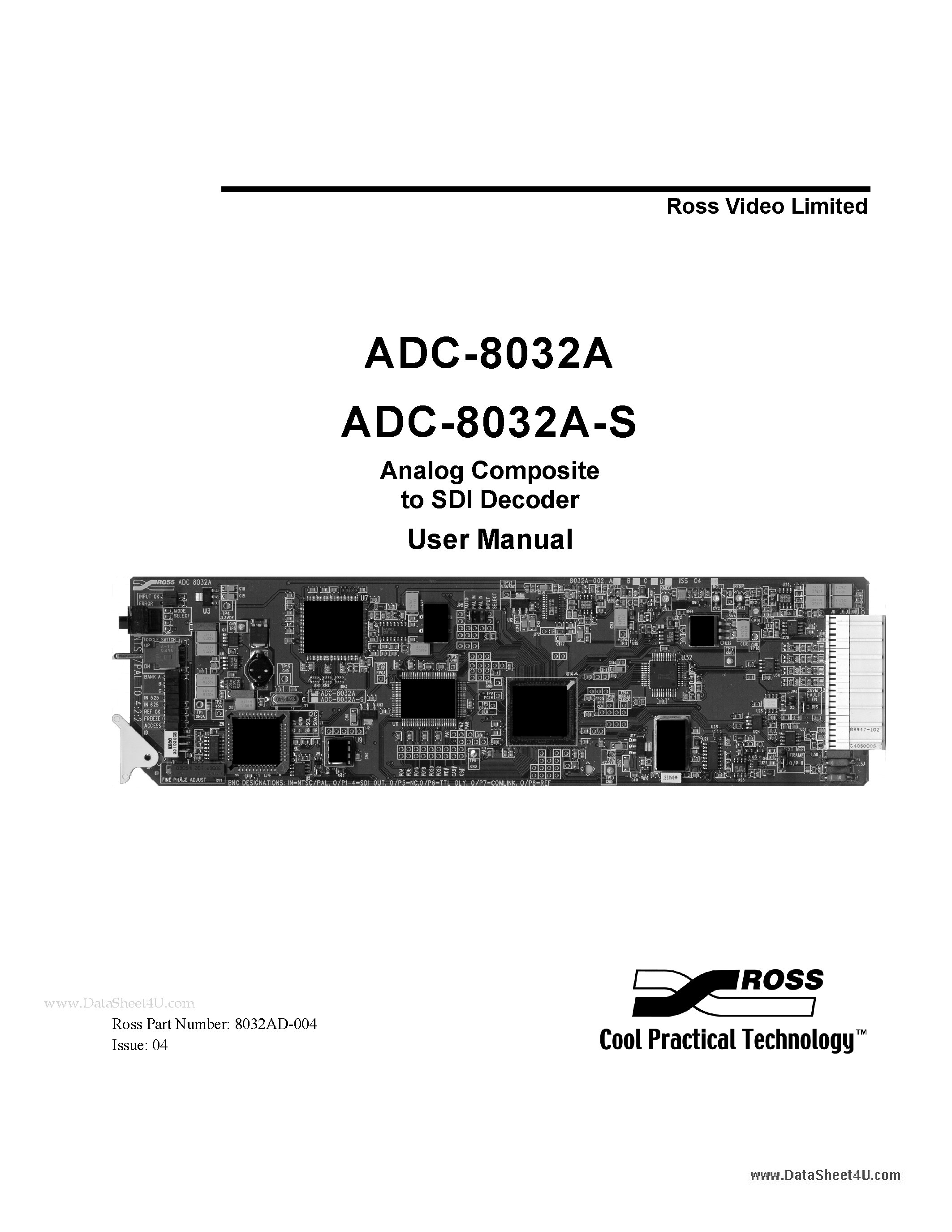 Даташит на микросхему ADC-8032A страница 1 Даташит ADC-8032A - Analog Composite to SDI Decoder страница 1