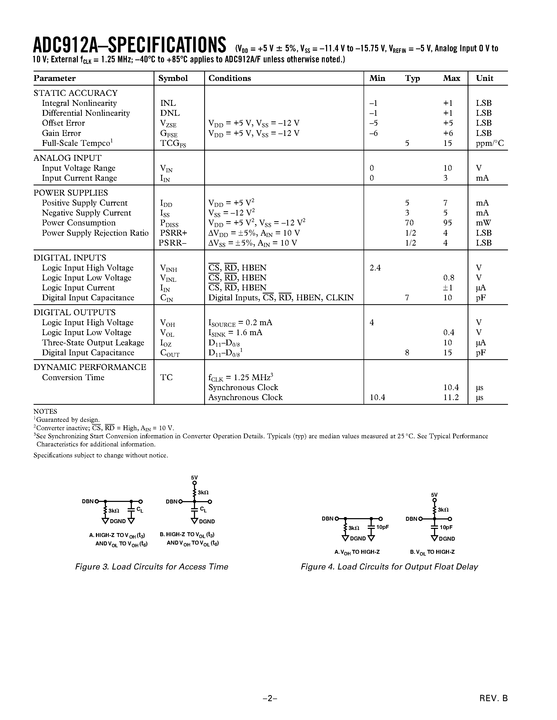 Datasheet ADC912AFS - CMOS Microprocessor-Compatible 12-Bit A/D Converter page 2