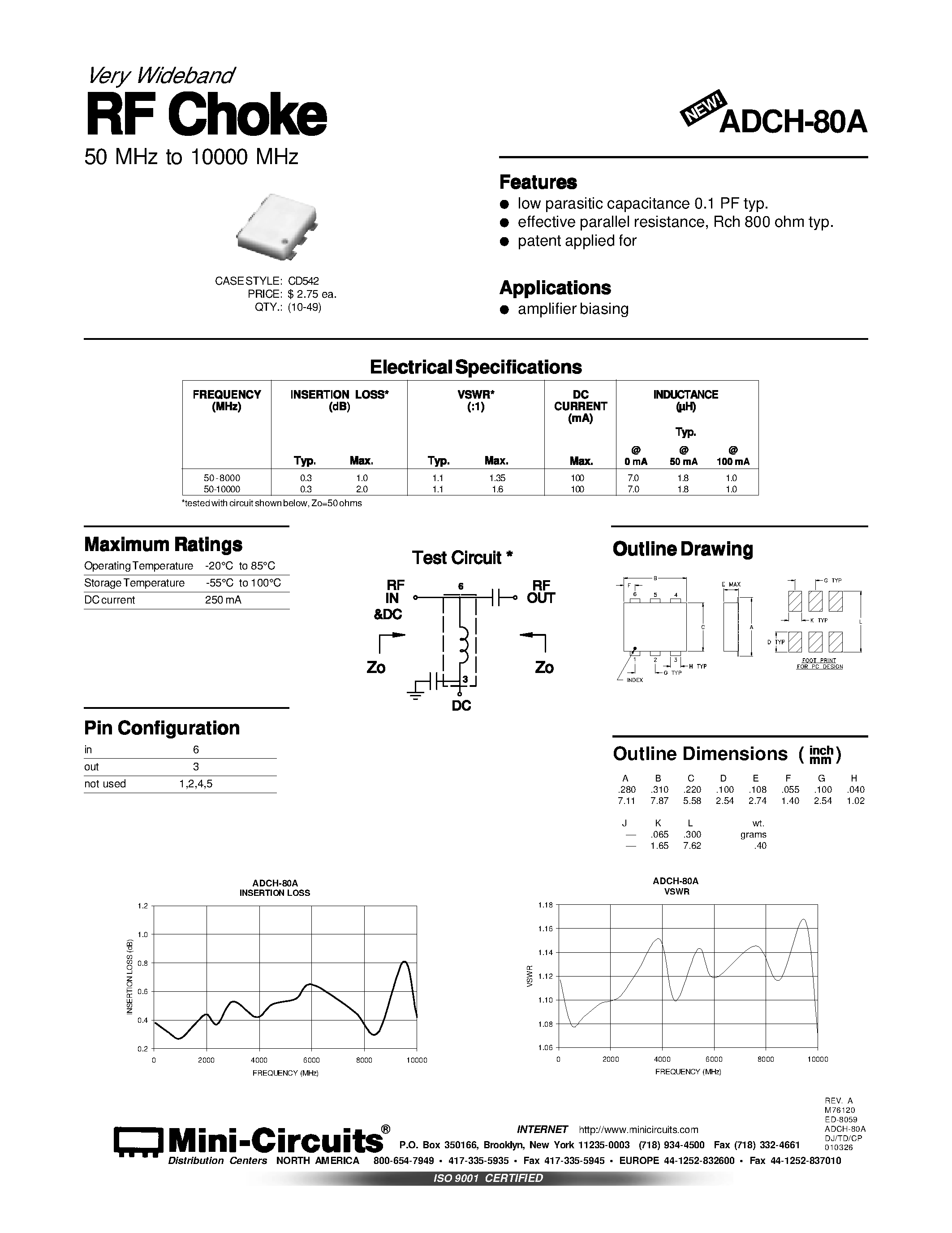 Datasheet ADCH-80A - RF Choke page 1