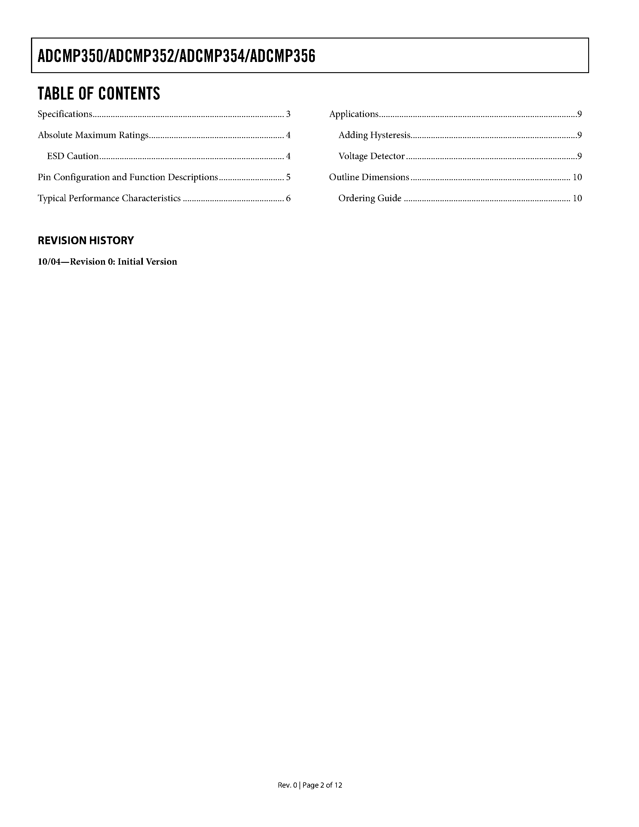 Datasheet ADCMP356 - Comparator and Reference Circuits page 2