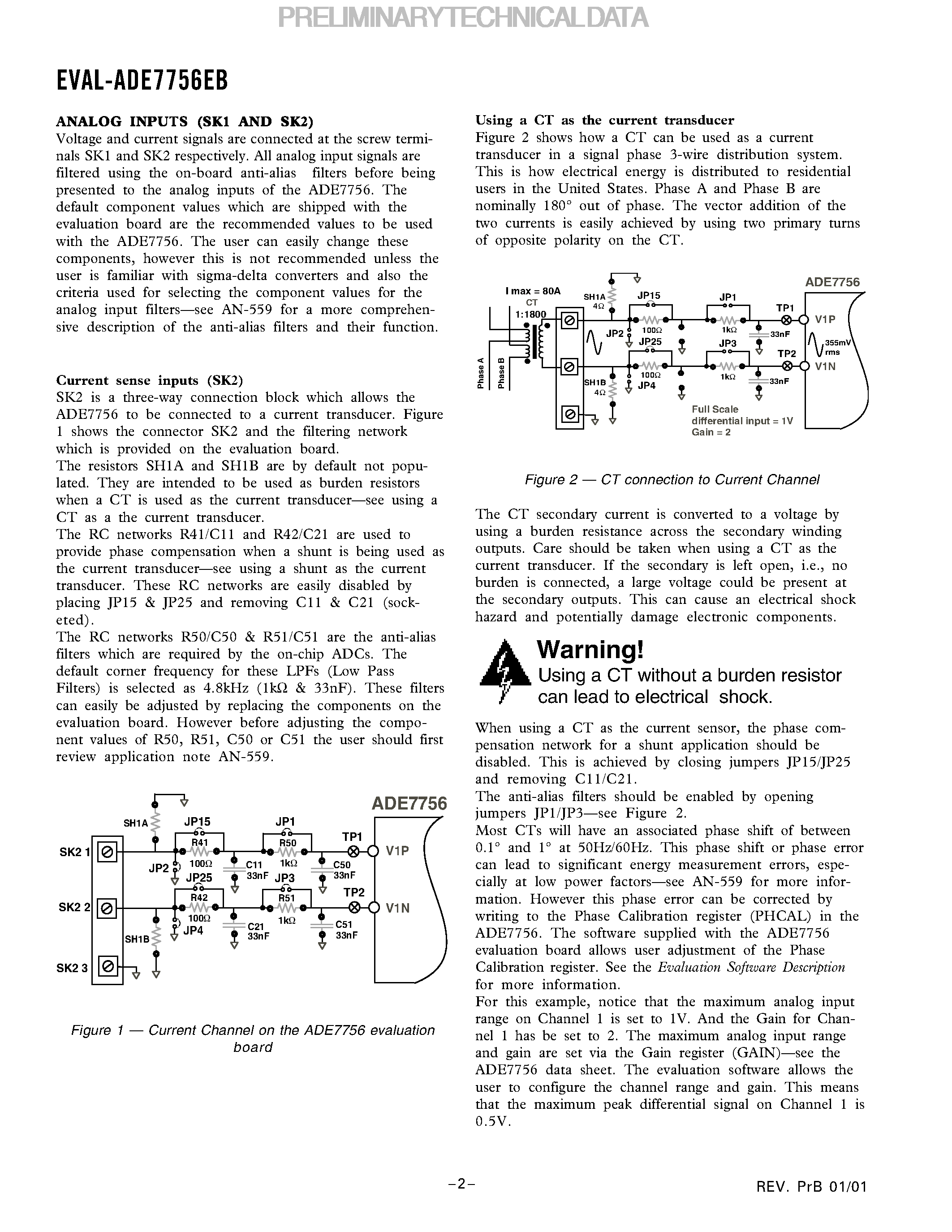 Datasheet ADE7756EB page 2 Datasheet ADE7756EB - Evaluation Board Documentation AD7756 Energy metering IC page 2