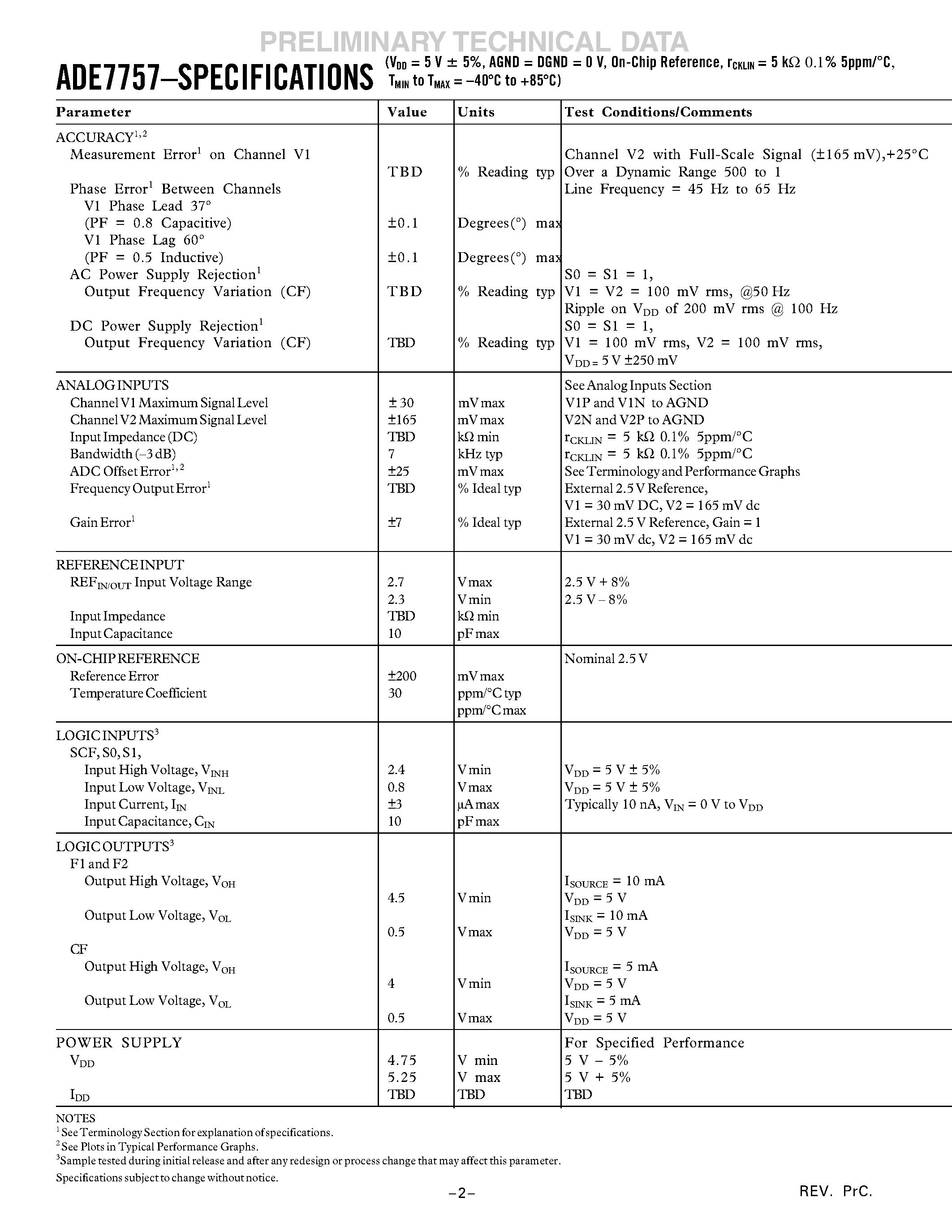 Даташит на микросхему ADE7757 страница 2 Даташит ADE7757 - Energy Metering IC with Integrated Oscillator страница 2