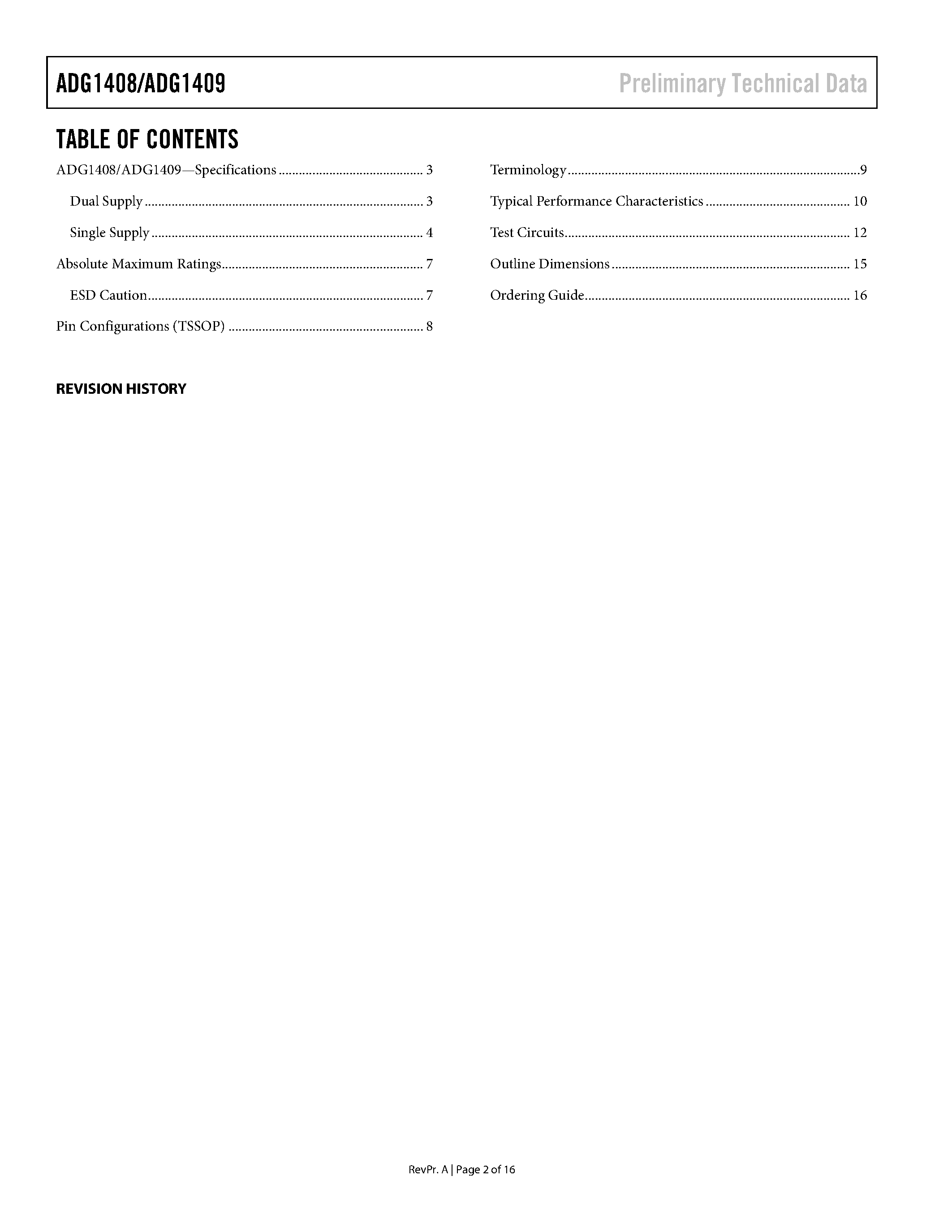 Datasheet ADG1408 - 5 ax Ron/ 4-/8-Channel 15V/12V/5V Multiplexers page 2