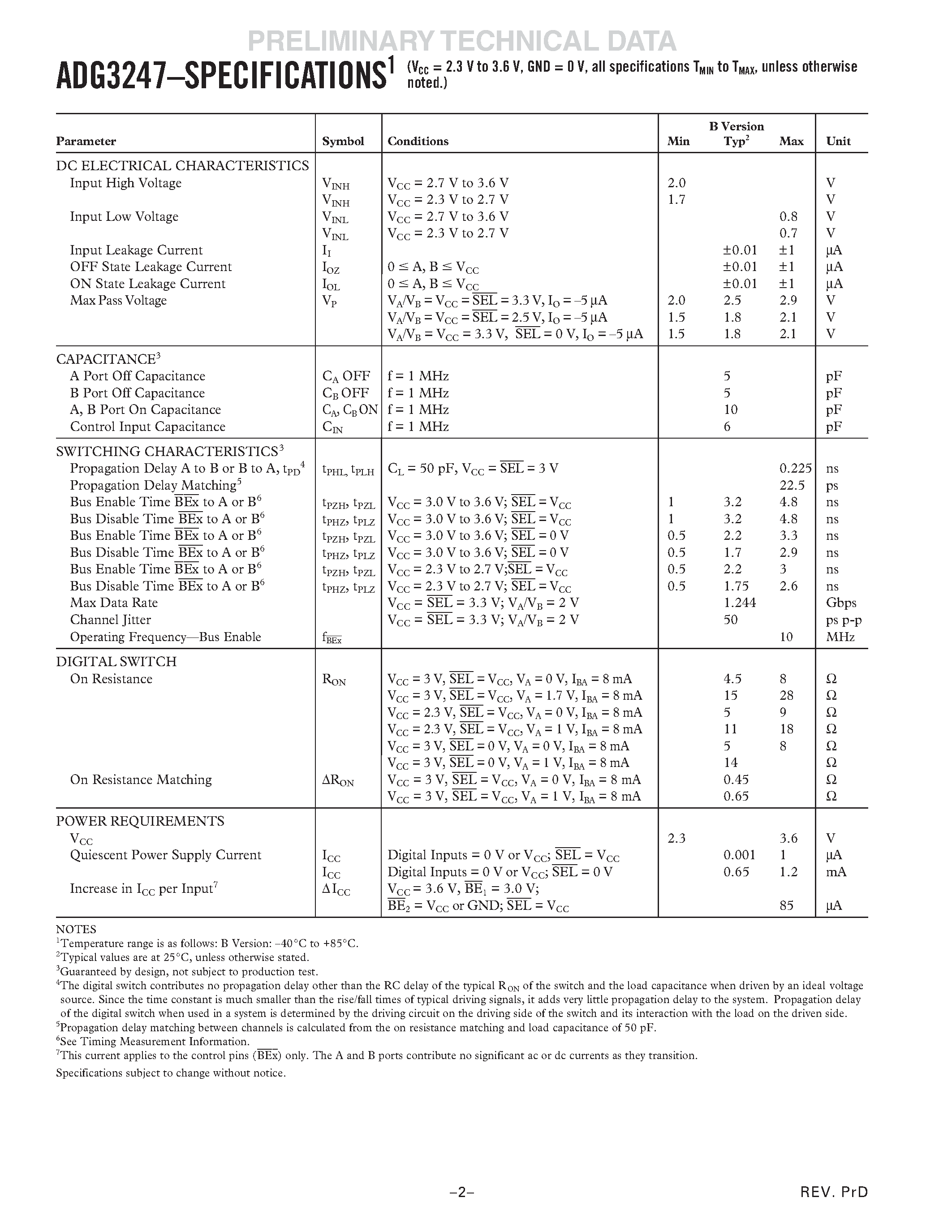 Datasheet ADG3247 - 2.5 V/3.3 V/ 16-Bit/ 2-Port Level Translating/ Bus Switch page 2