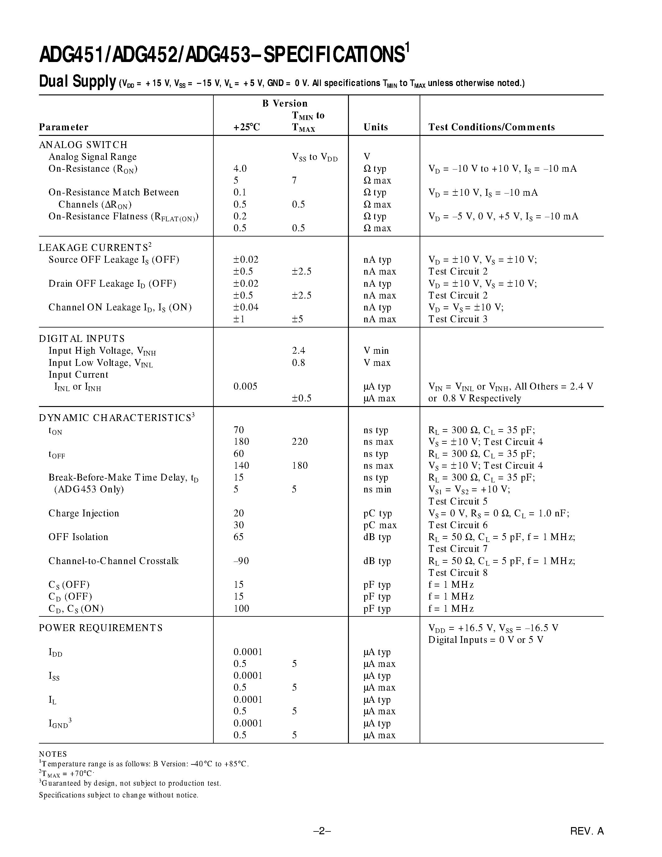 Datasheet ADG453BR - LC2MOS 5 ohm RON SPST Switches page 2