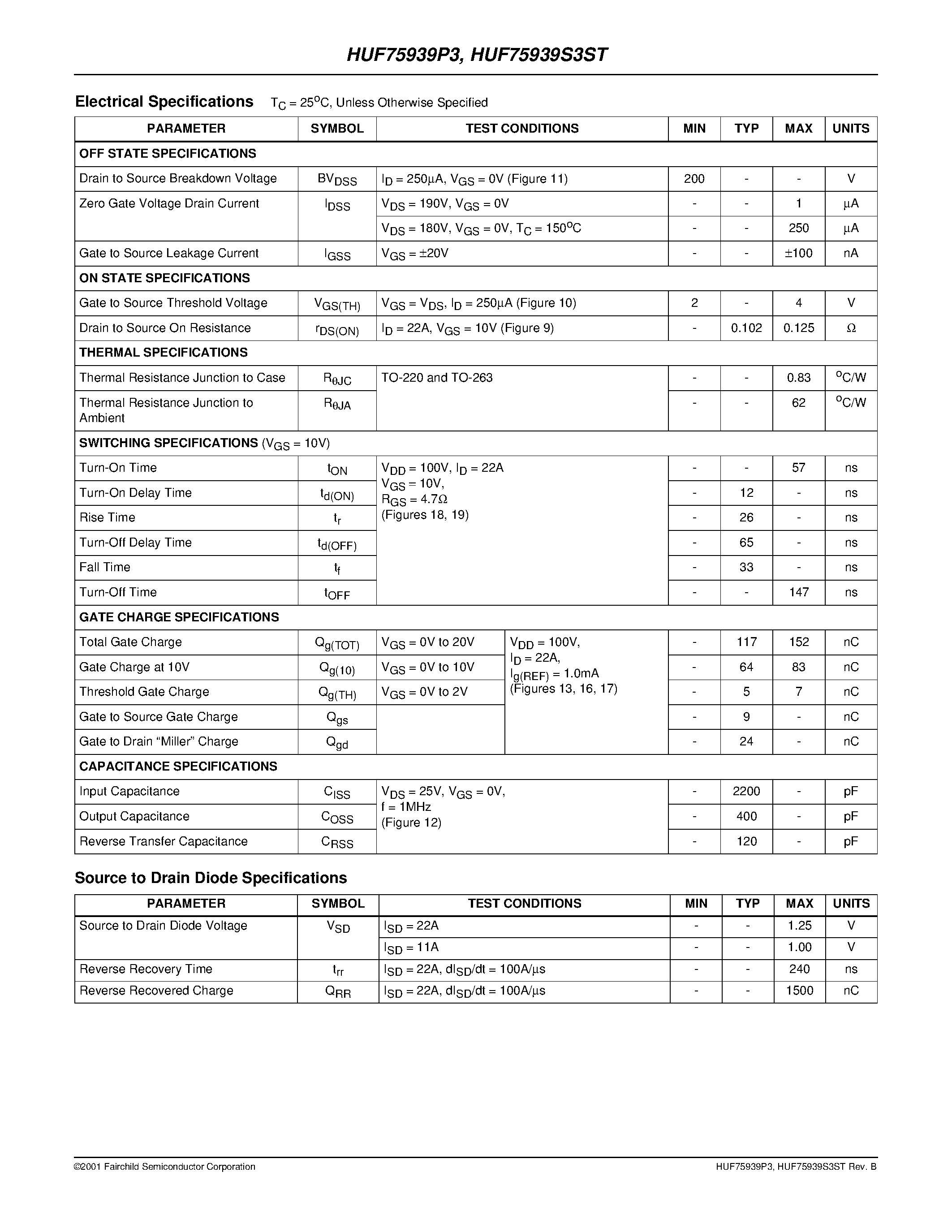 Datasheet HUF75831SK8 page 2 Datasheet HUF75831SK8 - 3A/ 150V/ 0.095 Ohm/ N-Channel/ UltraFET Power MOSFET page 2