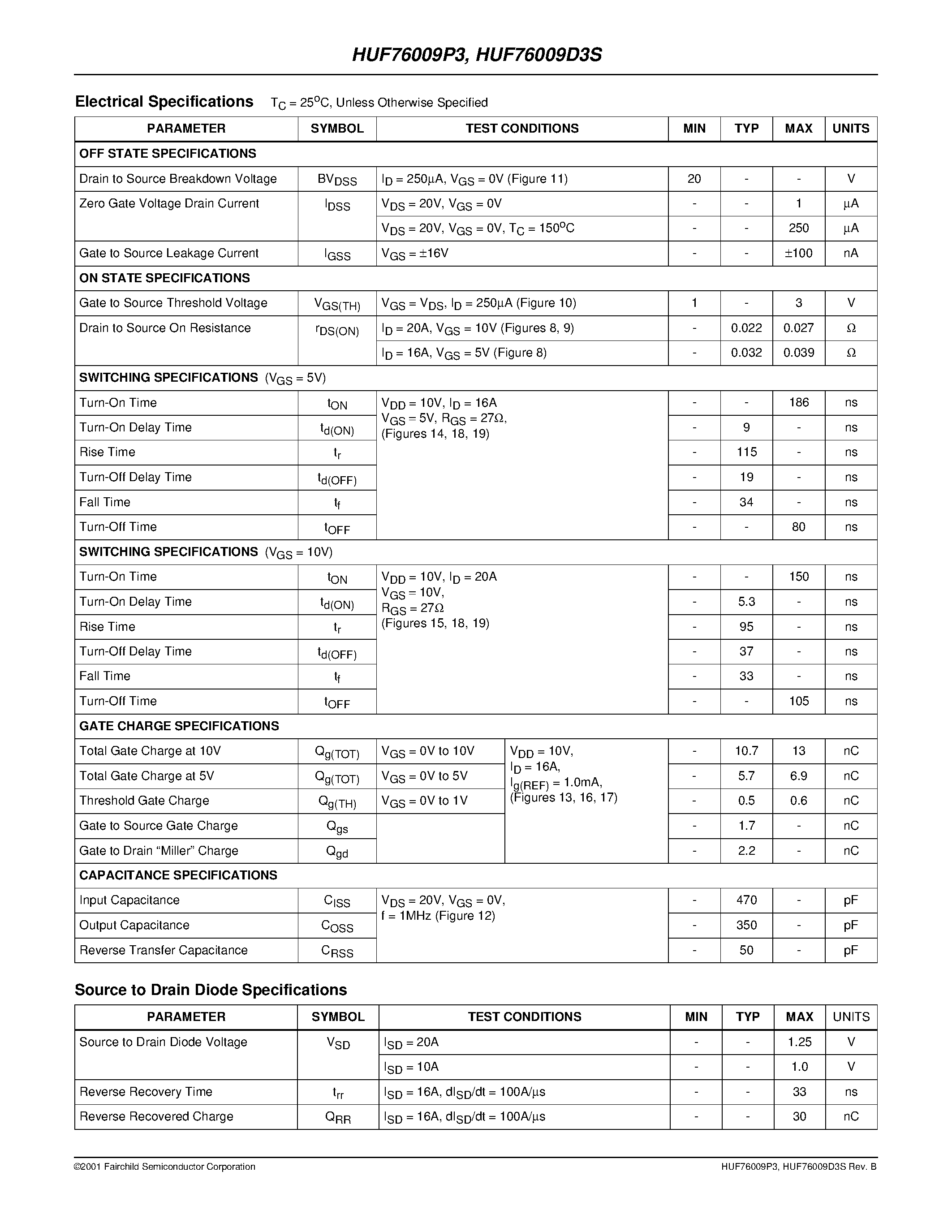 Datasheet HUF75842S3S page 2 Datasheet HUF75842S3S - 43A/ 150V/ 0.042 Ohm/ N-Channel/ UltraFET Power MOSFET page 2