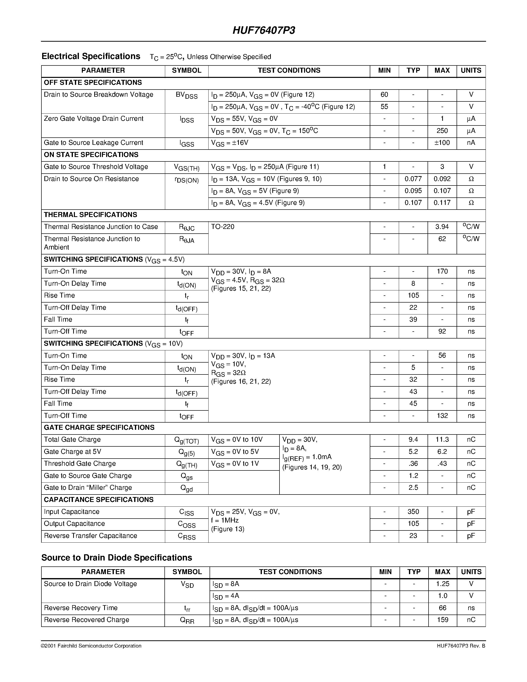 Datasheet HUF76407P3 - 12A/ 60V/ 0.107 Ohm/ N-Channel/ Logic Level UltraFET Power MOSFET page 2
