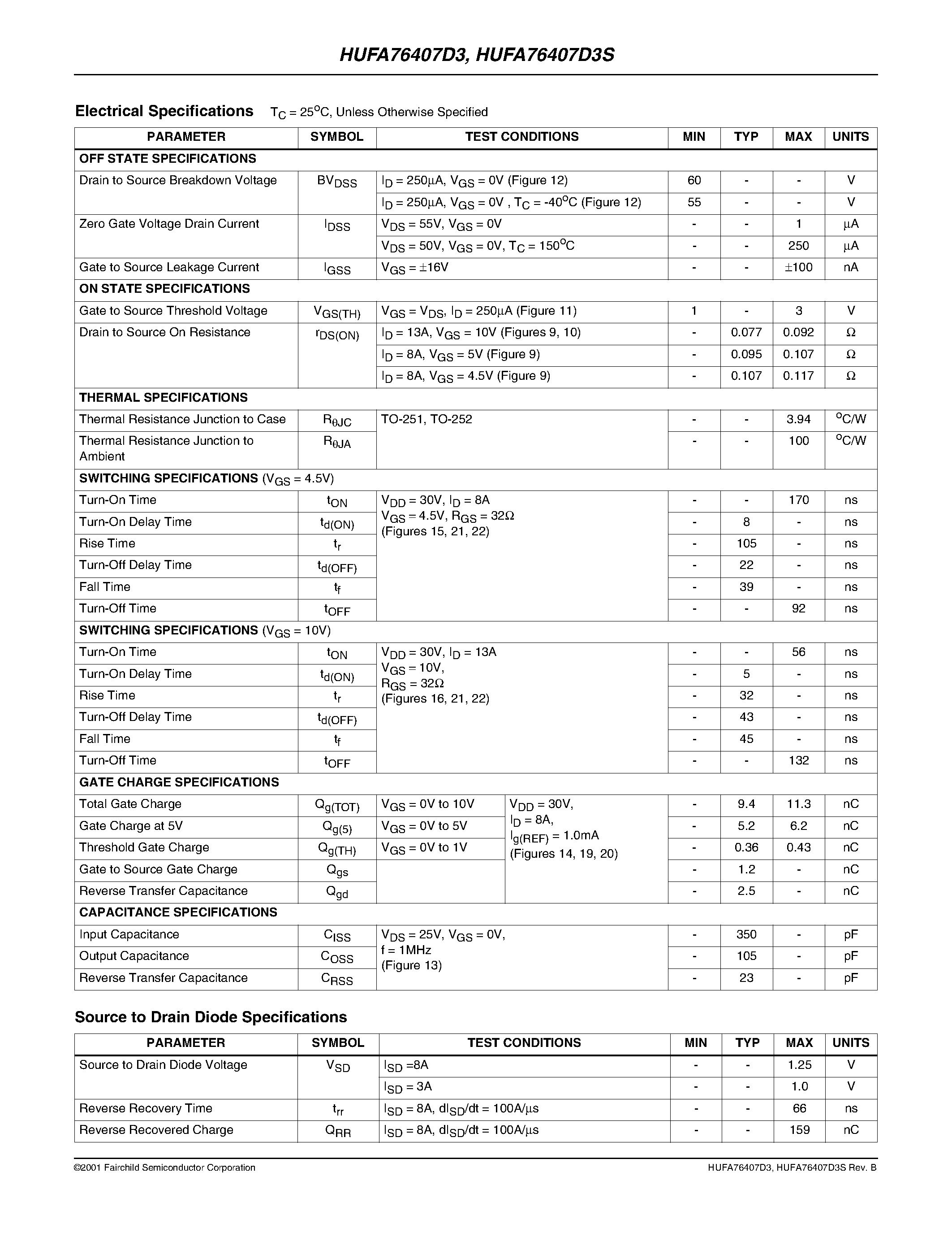 Даташит на микросхему HUFA76407D3S страница 2 Даташит HUFA76407D3S - 11A/ 60V/ 0.107 Ohm/ N-Channel/ Logic Level UltraFET Power MOSFETs страница 2