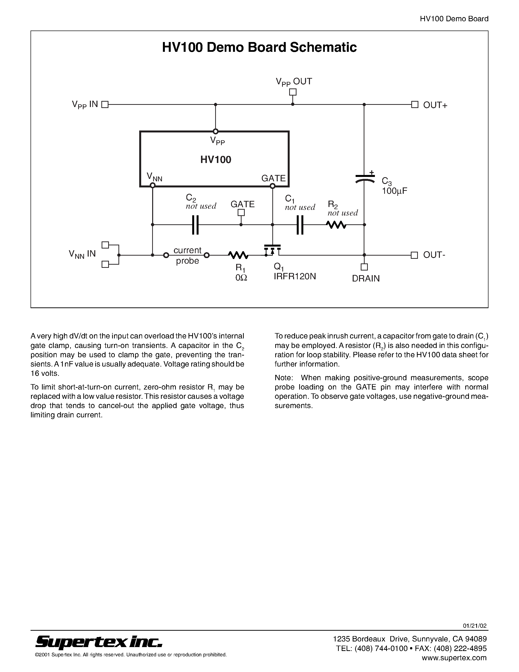 Даташит HV100DB1 - 3-Pin Hotswap Controller страница 2