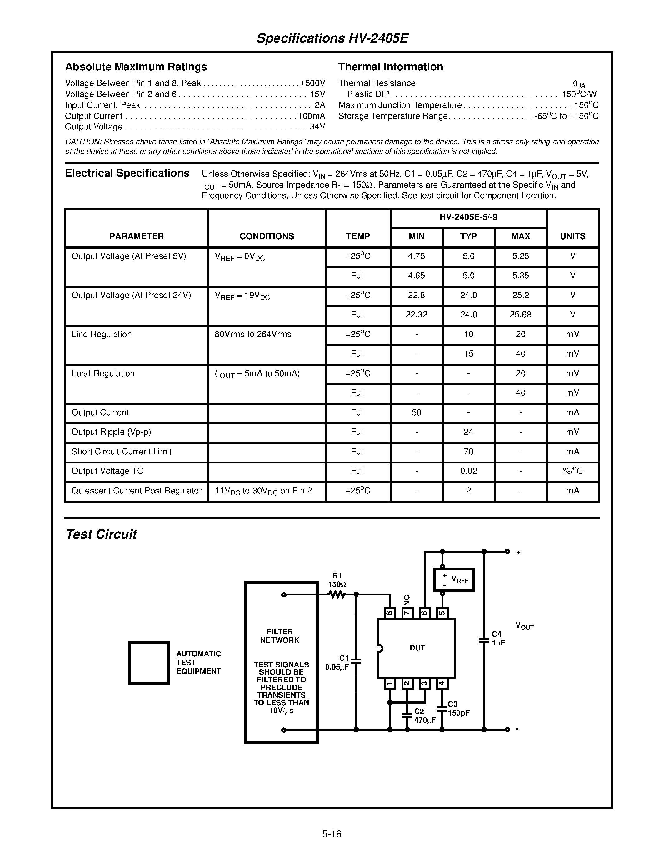 Datasheet HV3-2405E-5 - World-Wide Single Chip Power Supply page 2