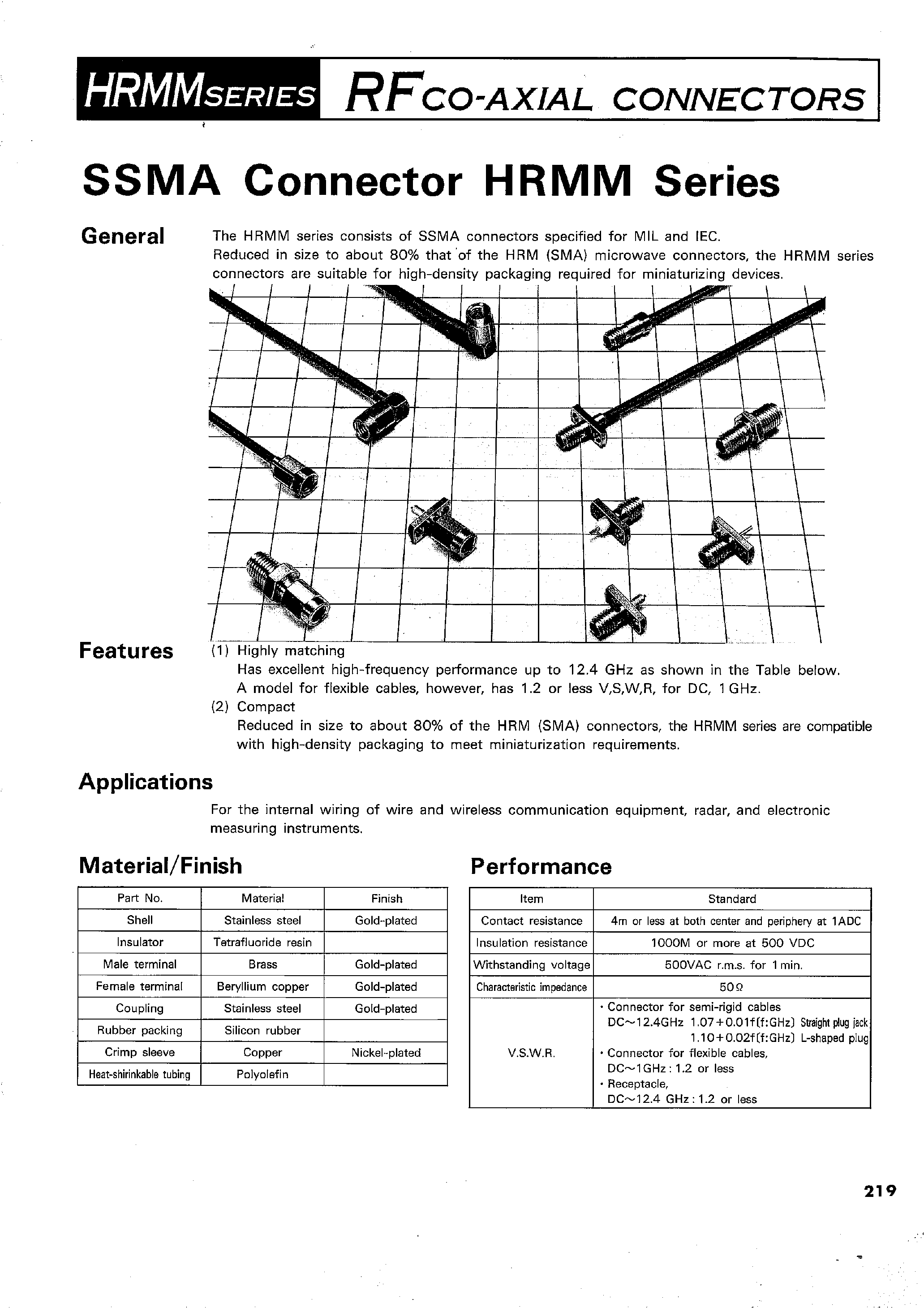 Даташит HRMM-400-11E - RFCO-AXIAL CONNECTORS страница 1